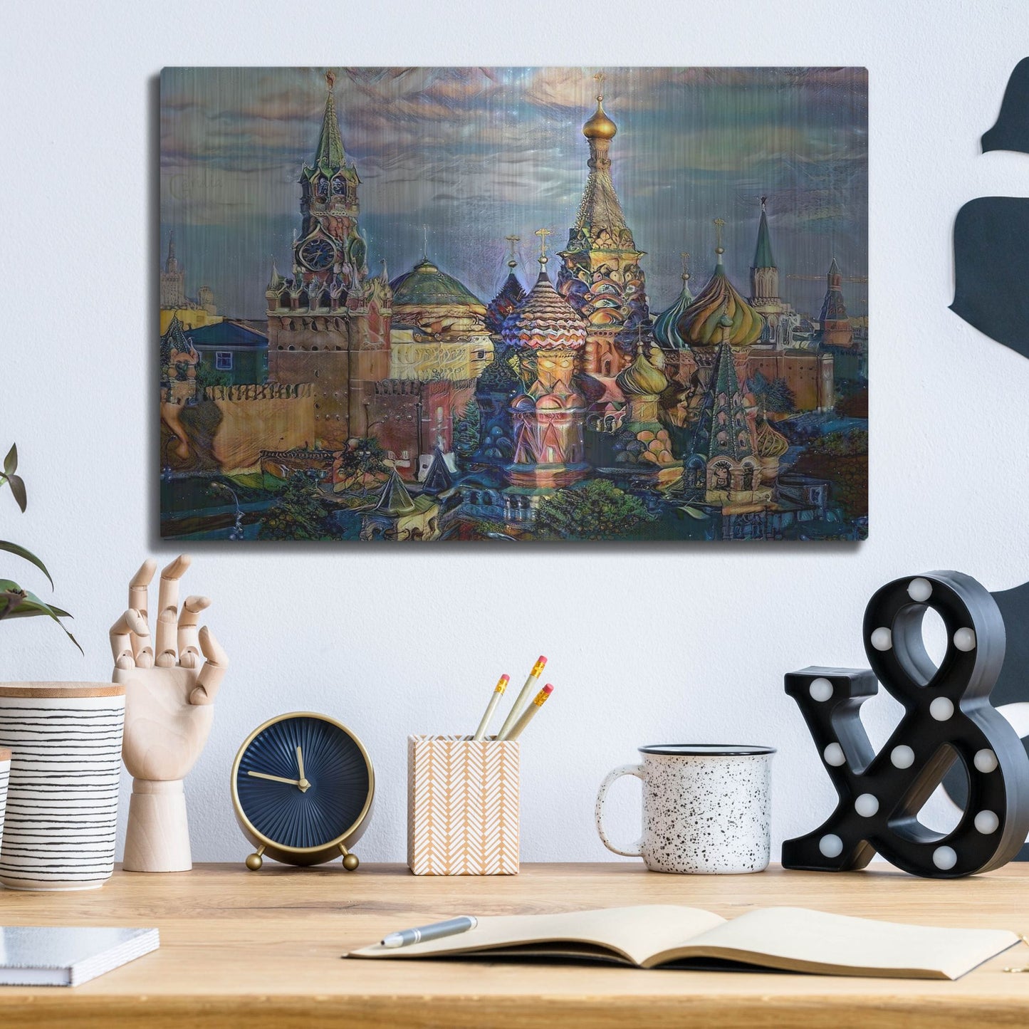Luxe Metal Art 'Moscow Russia Domes And Peaks' by Pedro Gavidia, Metal Wall Art,16x12