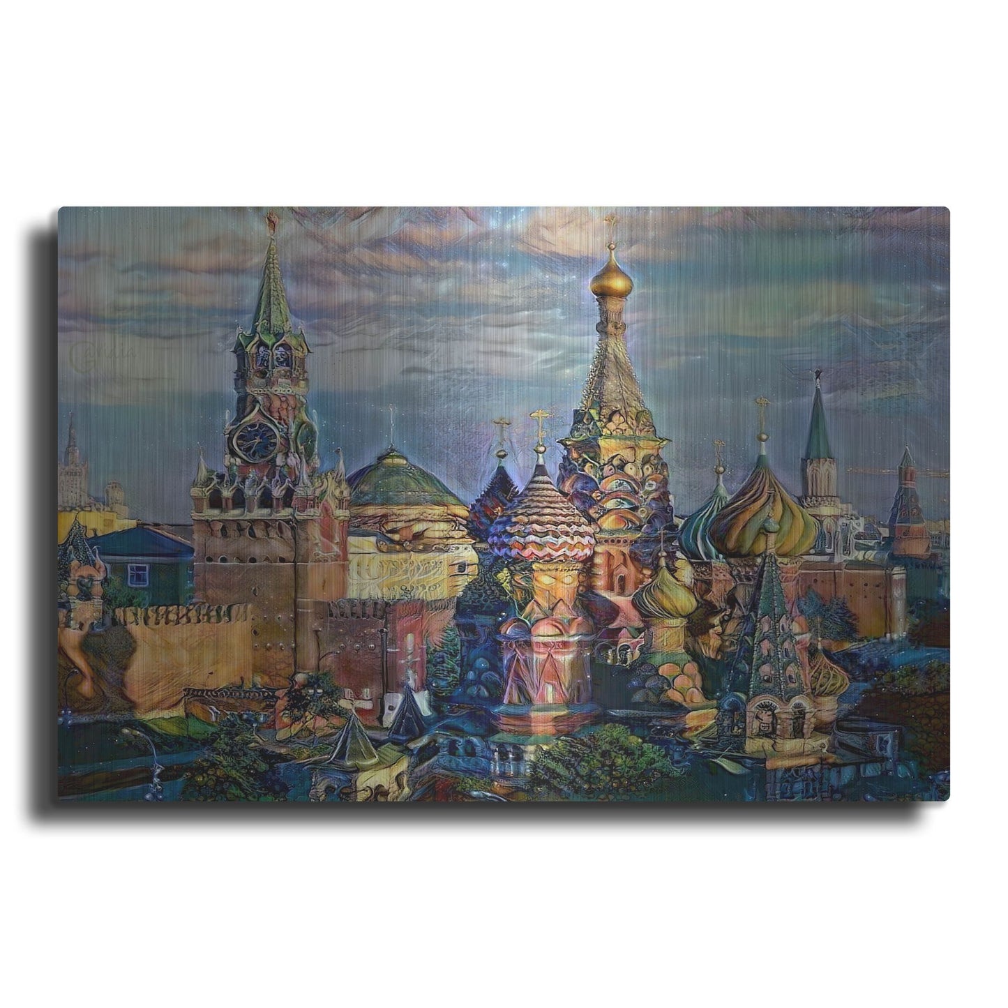 Luxe Metal Art 'Moscow Russia Domes And Peaks' by Pedro Gavidia, Metal Wall Art