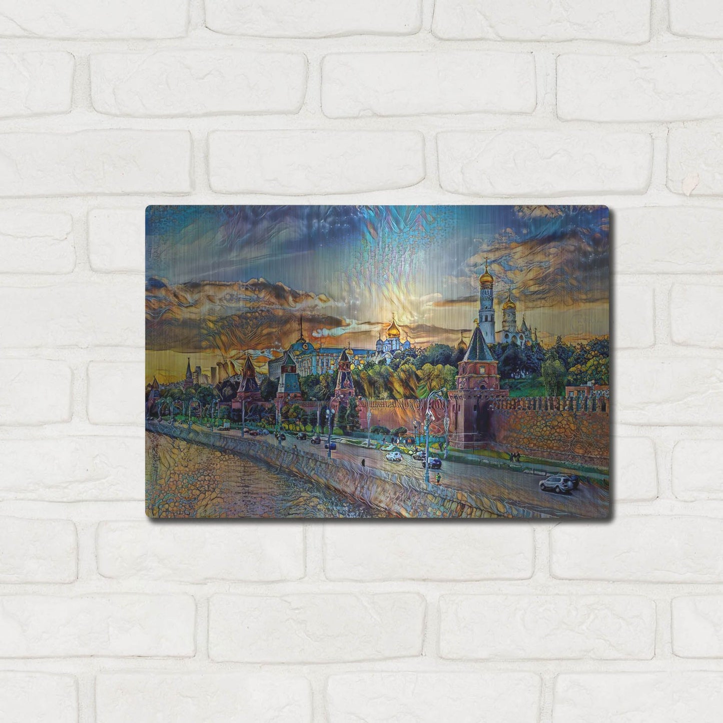 Luxe Metal Art 'Moscow Russia Kremlin Wall' by Pedro Gavidia, Metal Wall Art,16x12