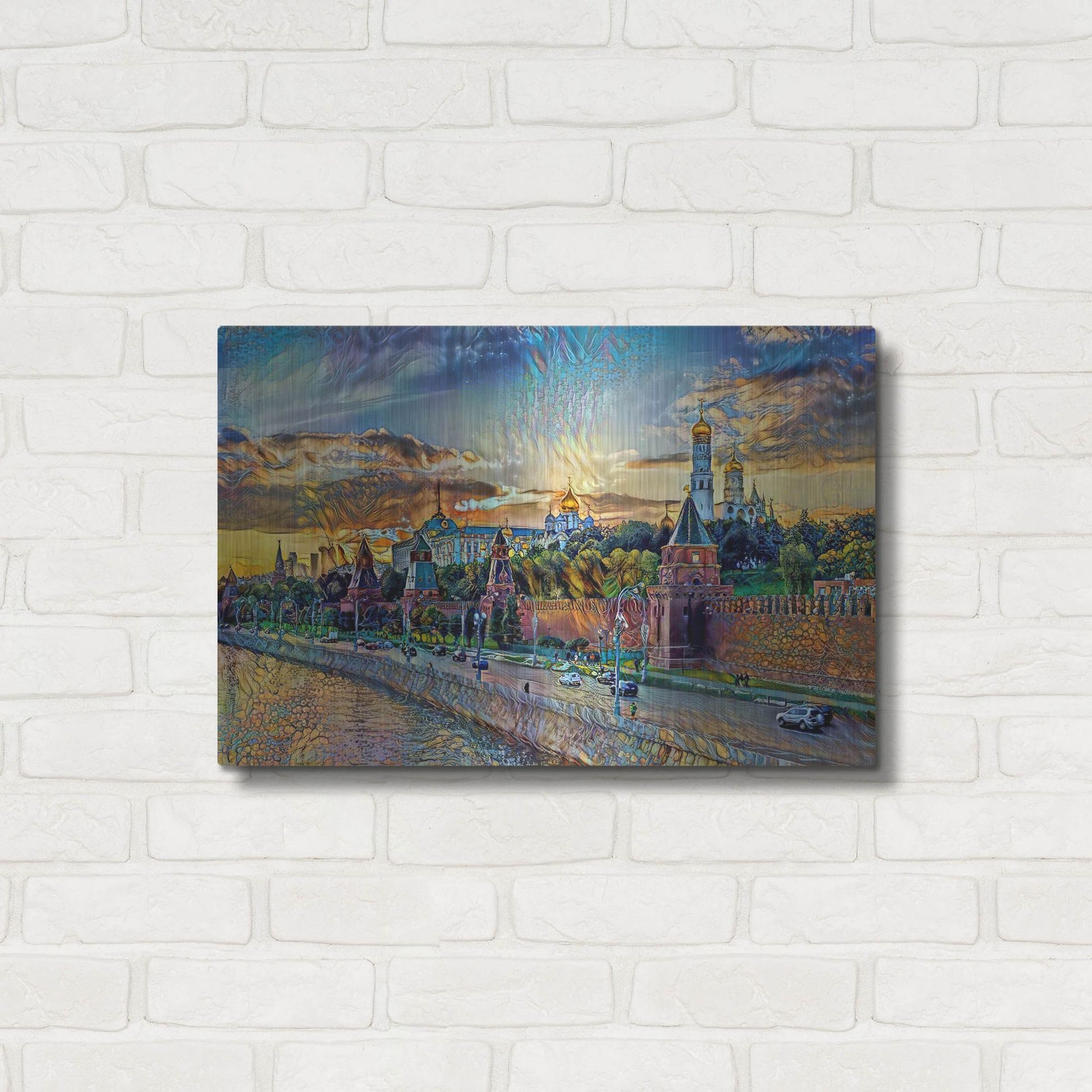 Luxe Metal Art 'Moscow Russia Kremlin Wall' by Pedro Gavidia, Metal Wall Art,24x16