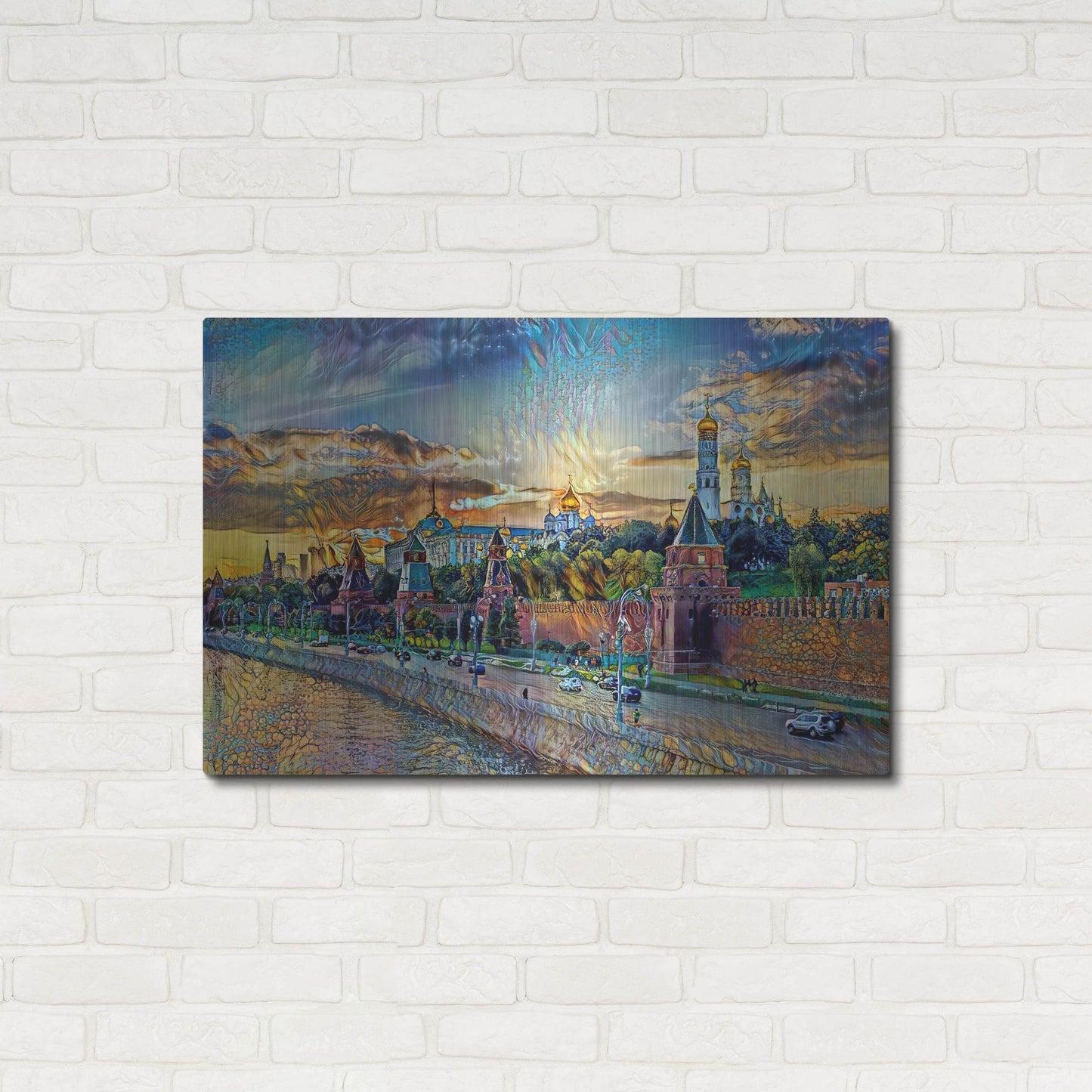 Luxe Metal Art 'Moscow Russia Kremlin Wall' by Pedro Gavidia, Metal Wall Art,36x24