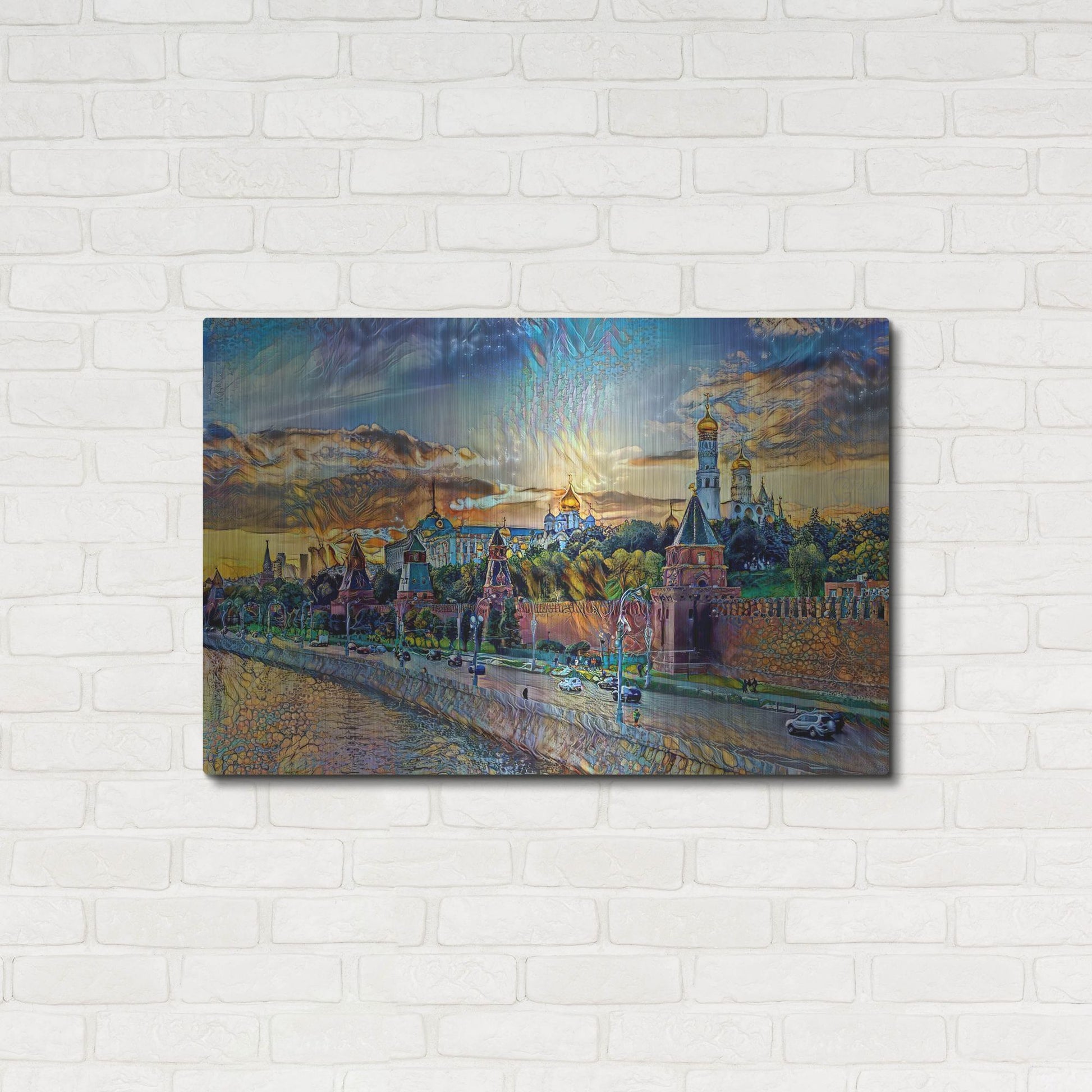 Luxe Metal Art 'Moscow Russia Kremlin Wall' by Pedro Gavidia, Metal Wall Art,36x24