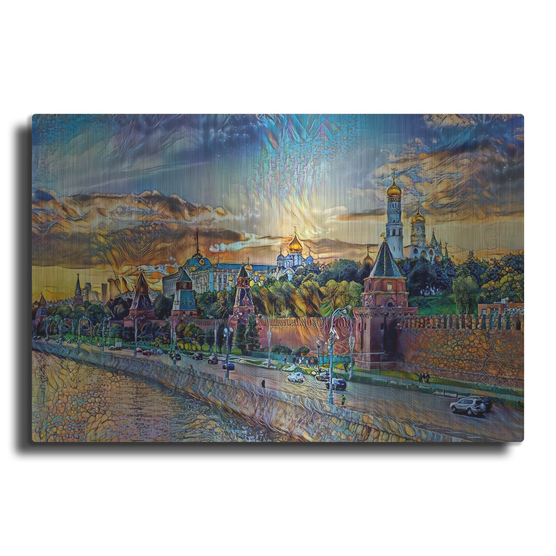 Luxe Metal Art 'Moscow Russia Kremlin Wall' by Pedro Gavidia, Metal Wall Art