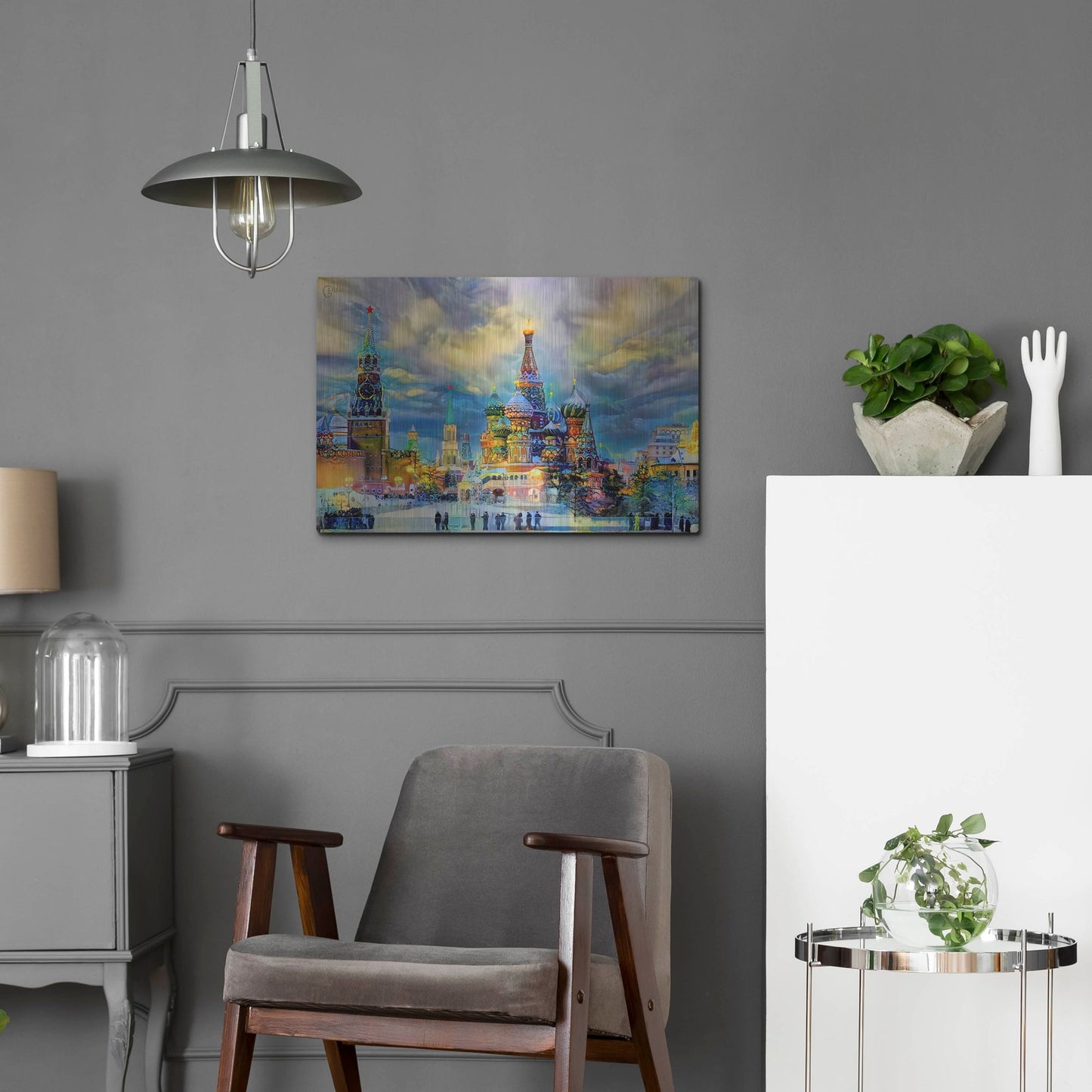 Luxe Metal Art 'Moscow Russia Saint Basil'S Cathedral Kremlin Red Square Ice Snow And Skating' by Pedro Gavidia, Metal Wall Art,24x16