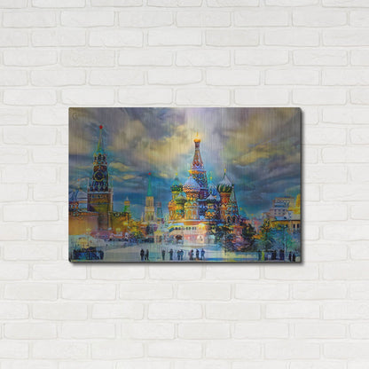 Luxe Metal Art 'Moscow Russia Saint Basil'S Cathedral Kremlin Red Square Ice Snow And Skating' by Pedro Gavidia, Metal Wall Art,36x24