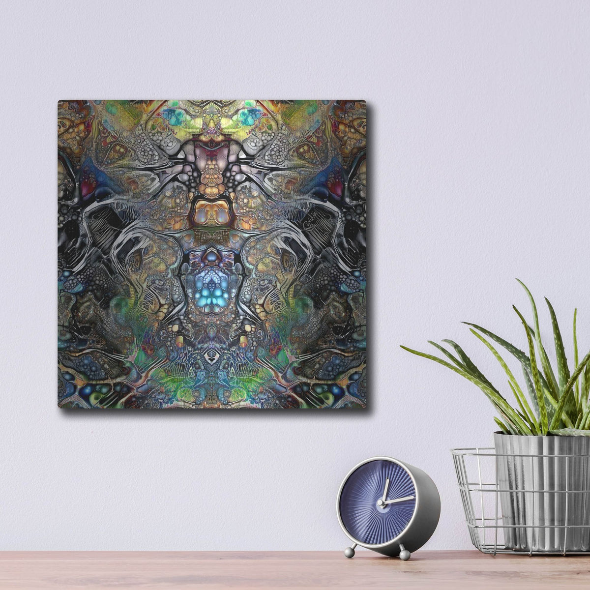 Luxe Metal Art 'Mutation' by Pedro Gavidia, Metal Wall Art,12x12