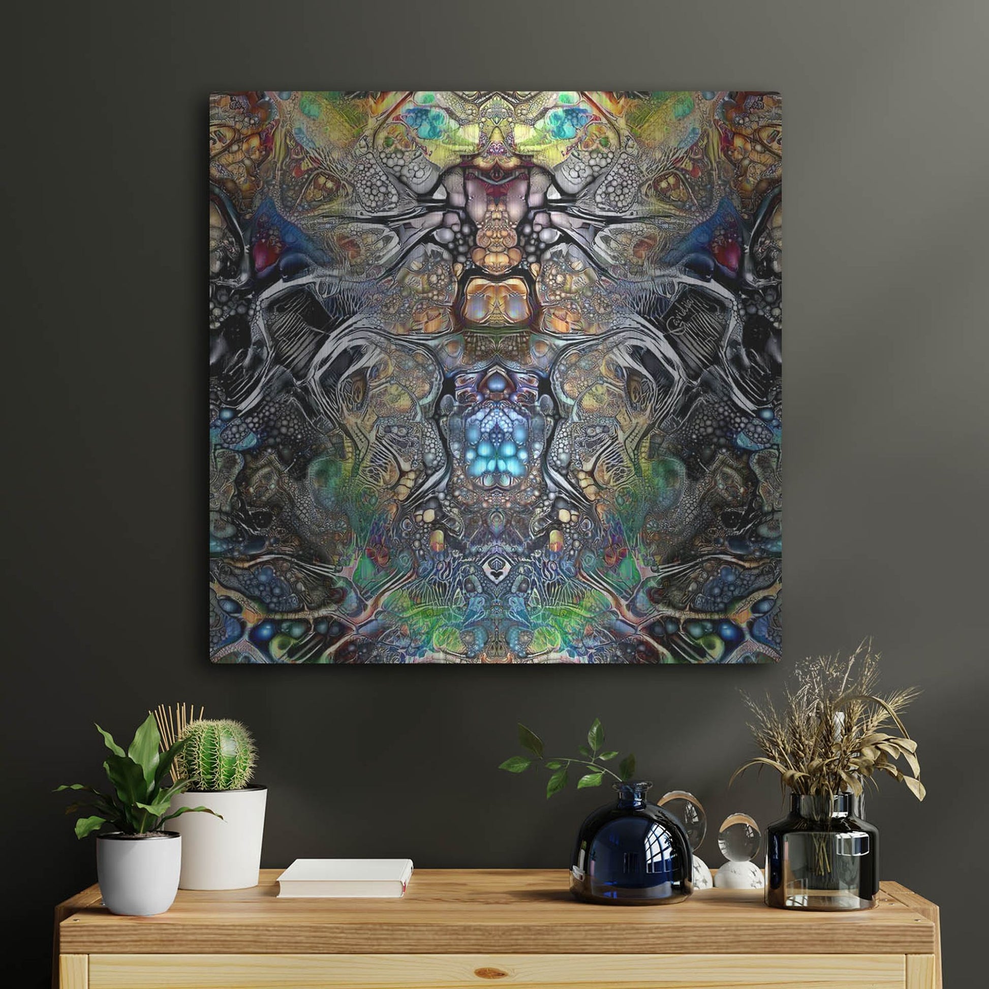 Luxe Metal Art 'Mutation' by Pedro Gavidia, Metal Wall Art,24x24