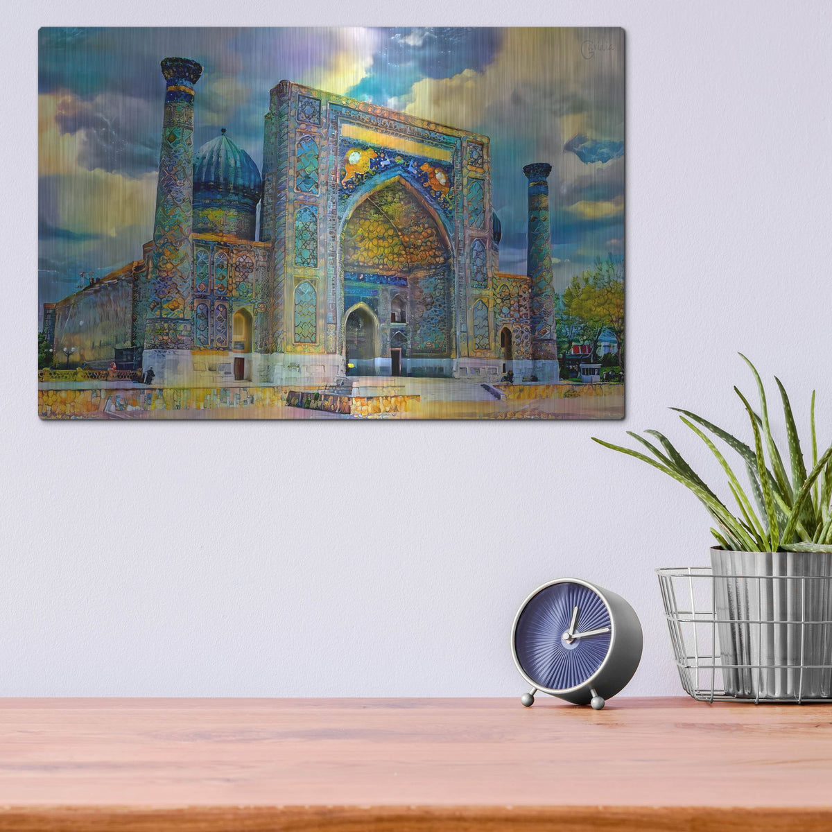 Luxe Metal Art 'Samarkand Uzbekistan Registan' by Pedro Gavidia, Metal Wall Art,16x12