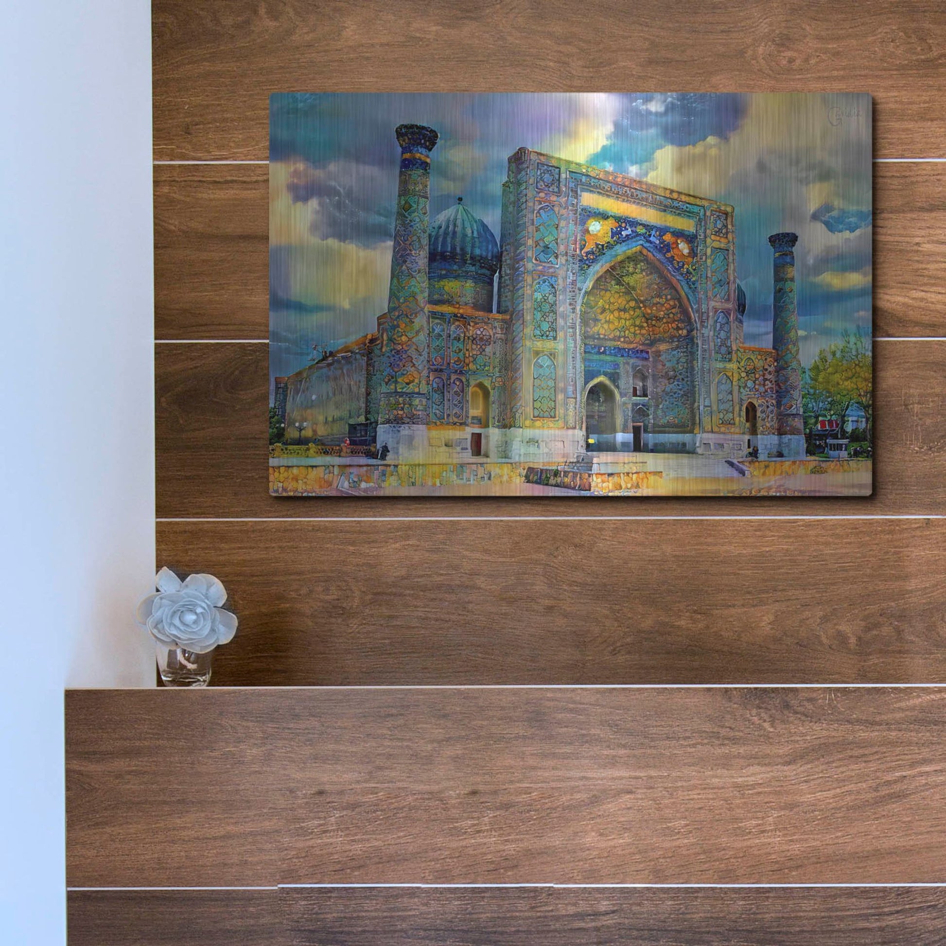 Luxe Metal Art 'Samarkand Uzbekistan Registan' by Pedro Gavidia, Metal Wall Art,16x12