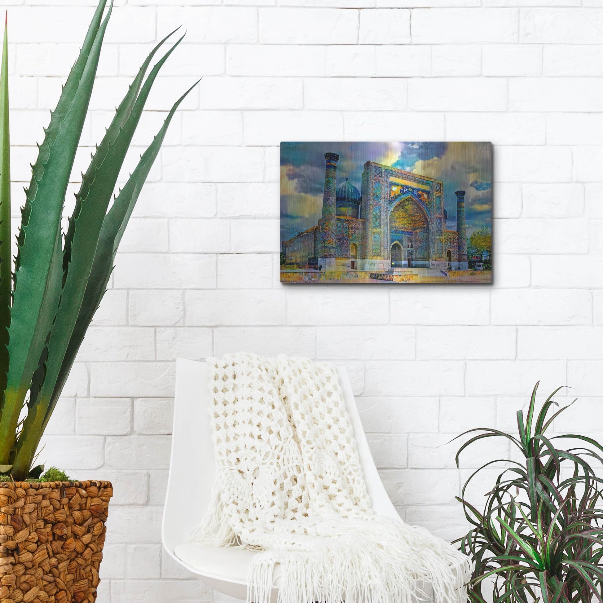 Luxe Metal Art 'Samarkand Uzbekistan Registan' by Pedro Gavidia, Metal Wall Art,16x12