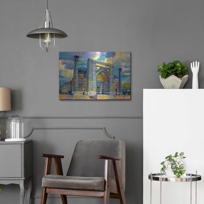 Luxe Metal Art 'Samarkand Uzbekistan Registan' by Pedro Gavidia, Metal Wall Art,24x16