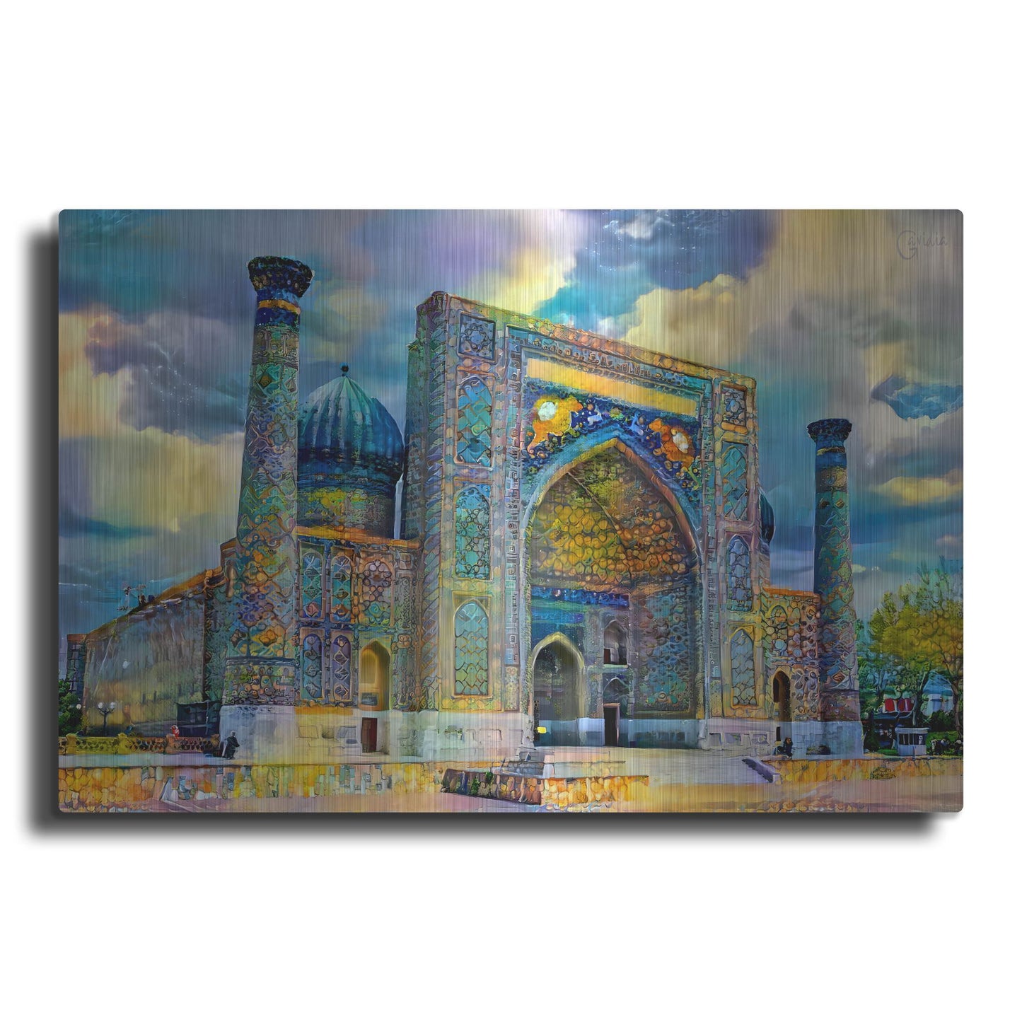Luxe Metal Art 'Samarkand Uzbekistan Registan' by Pedro Gavidia, Metal Wall Art