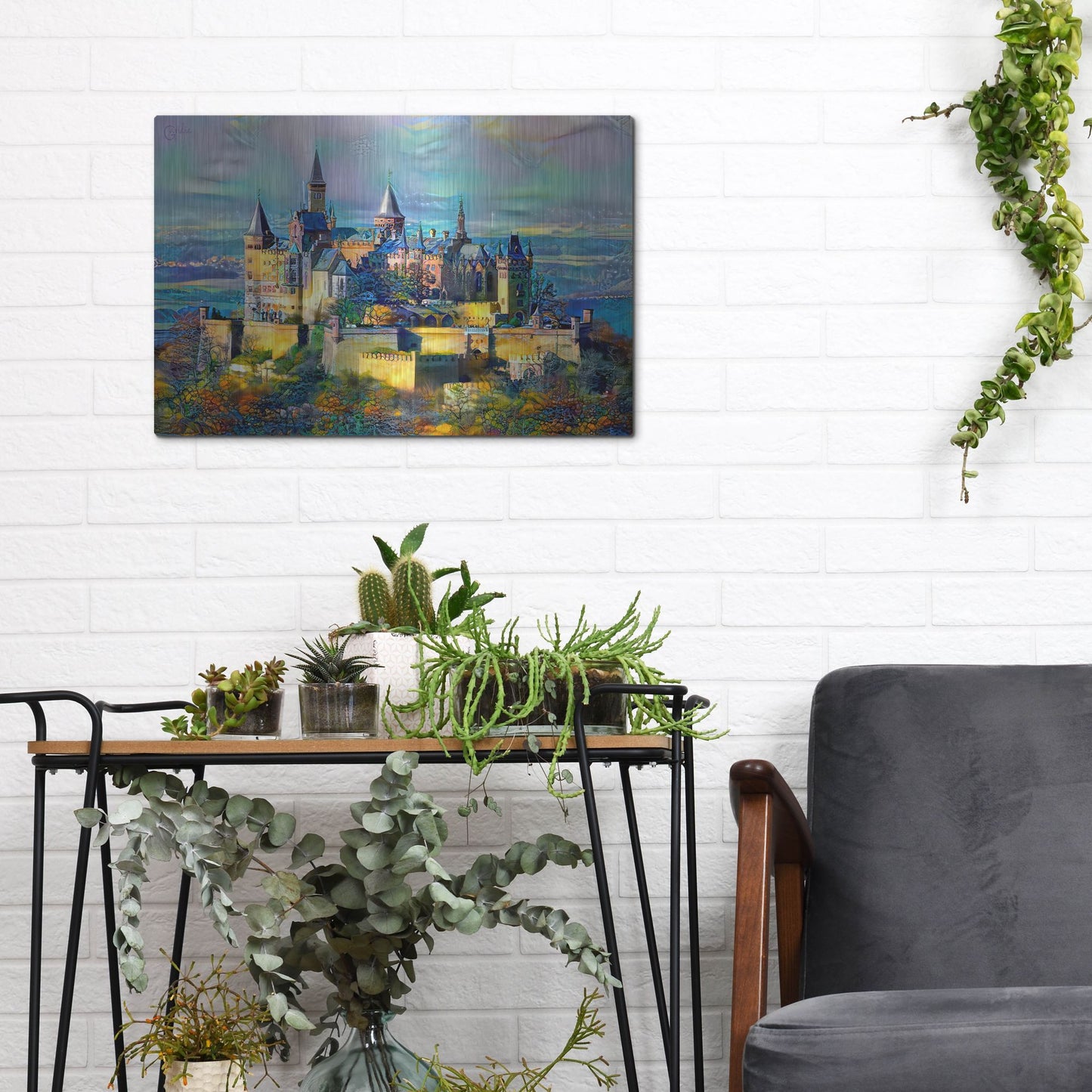 Luxe Metal Art 'Stuttgart Germany Hohenzollern Castle' by Pedro Gavidia, Metal Wall Art,16x12