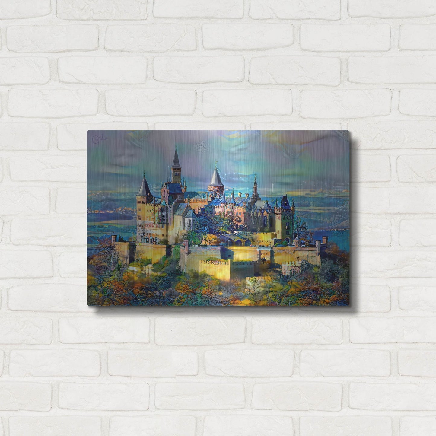 Luxe Metal Art 'Stuttgart Germany Hohenzollern Castle' by Pedro Gavidia, Metal Wall Art,24x16
