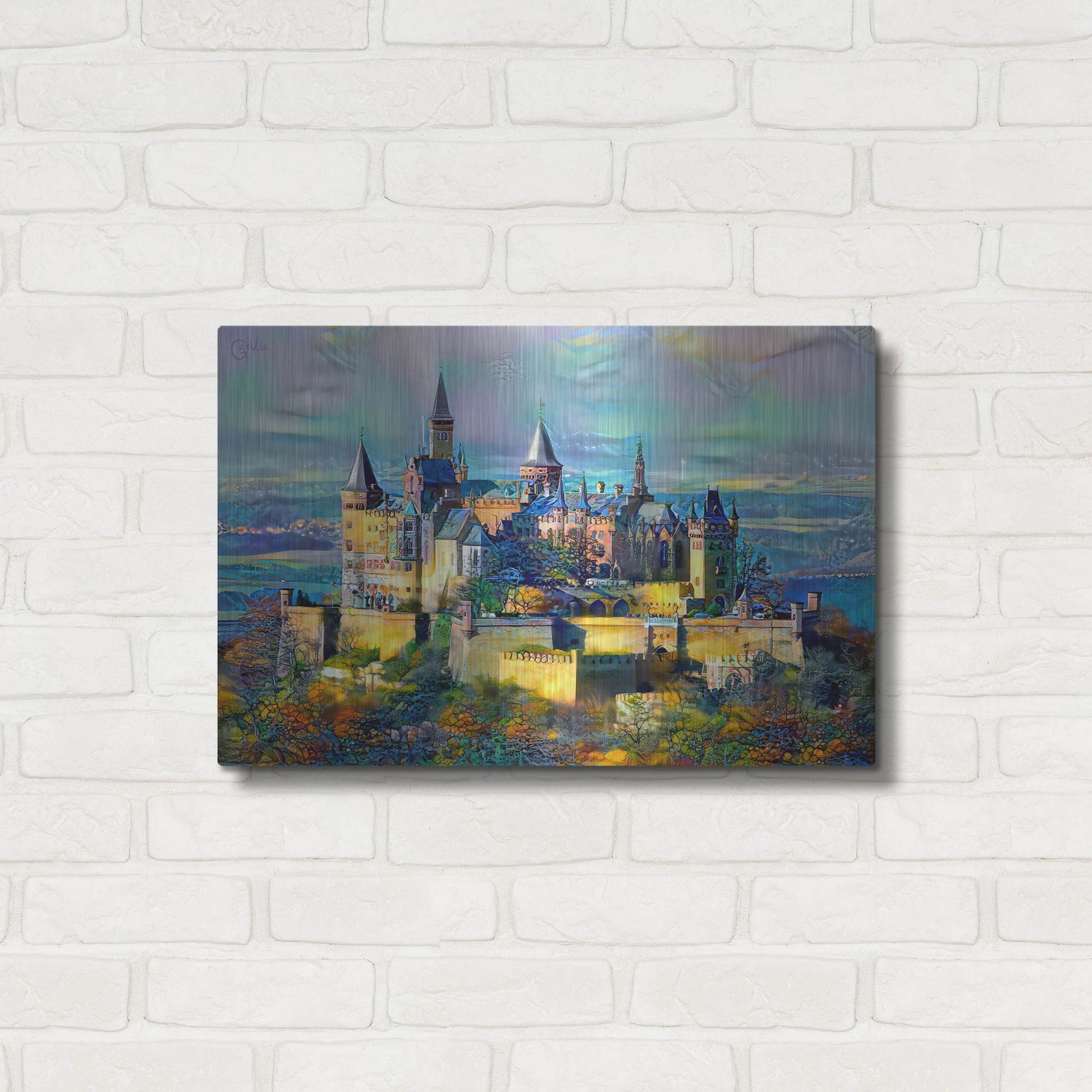 Luxe Metal Art 'Stuttgart Germany Hohenzollern Castle' by Pedro Gavidia, Metal Wall Art,24x16