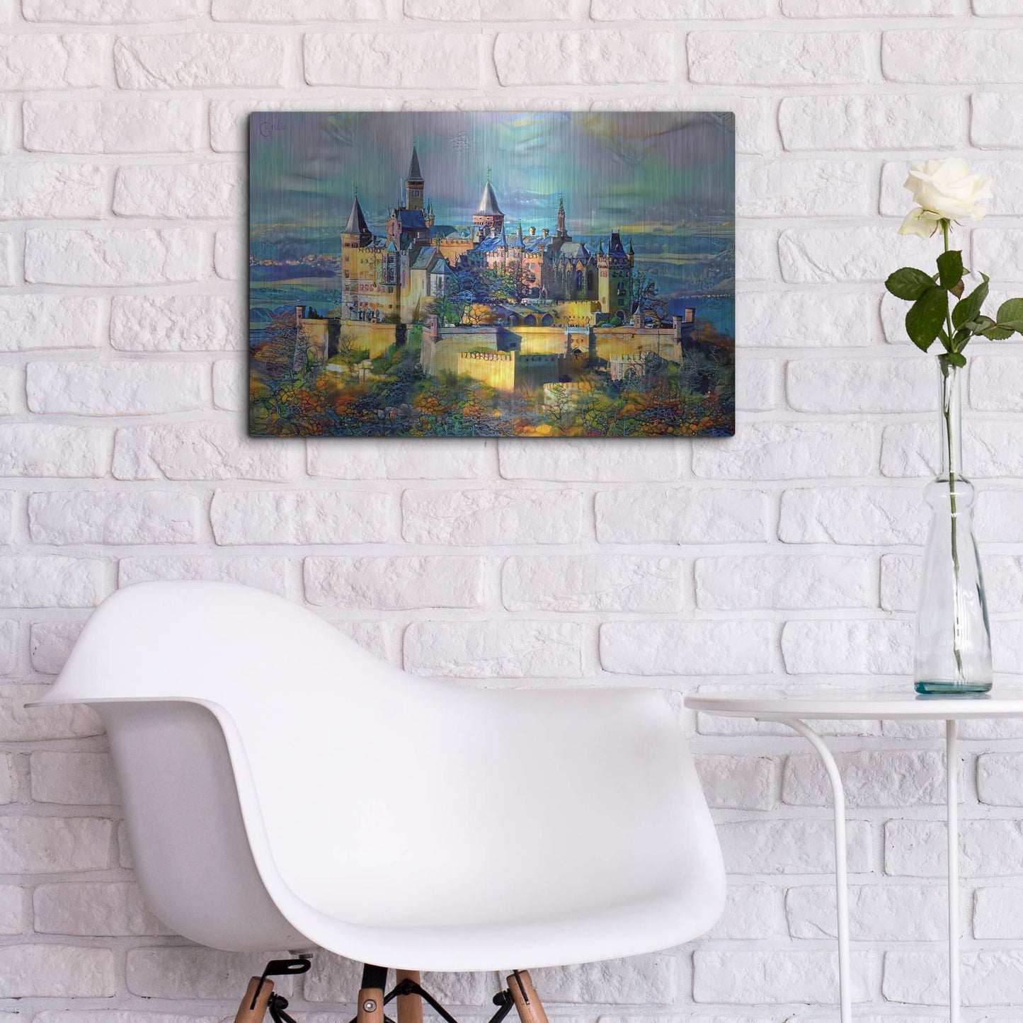 Luxe Metal Art 'Stuttgart Germany Hohenzollern Castle' by Pedro Gavidia, Metal Wall Art,24x16