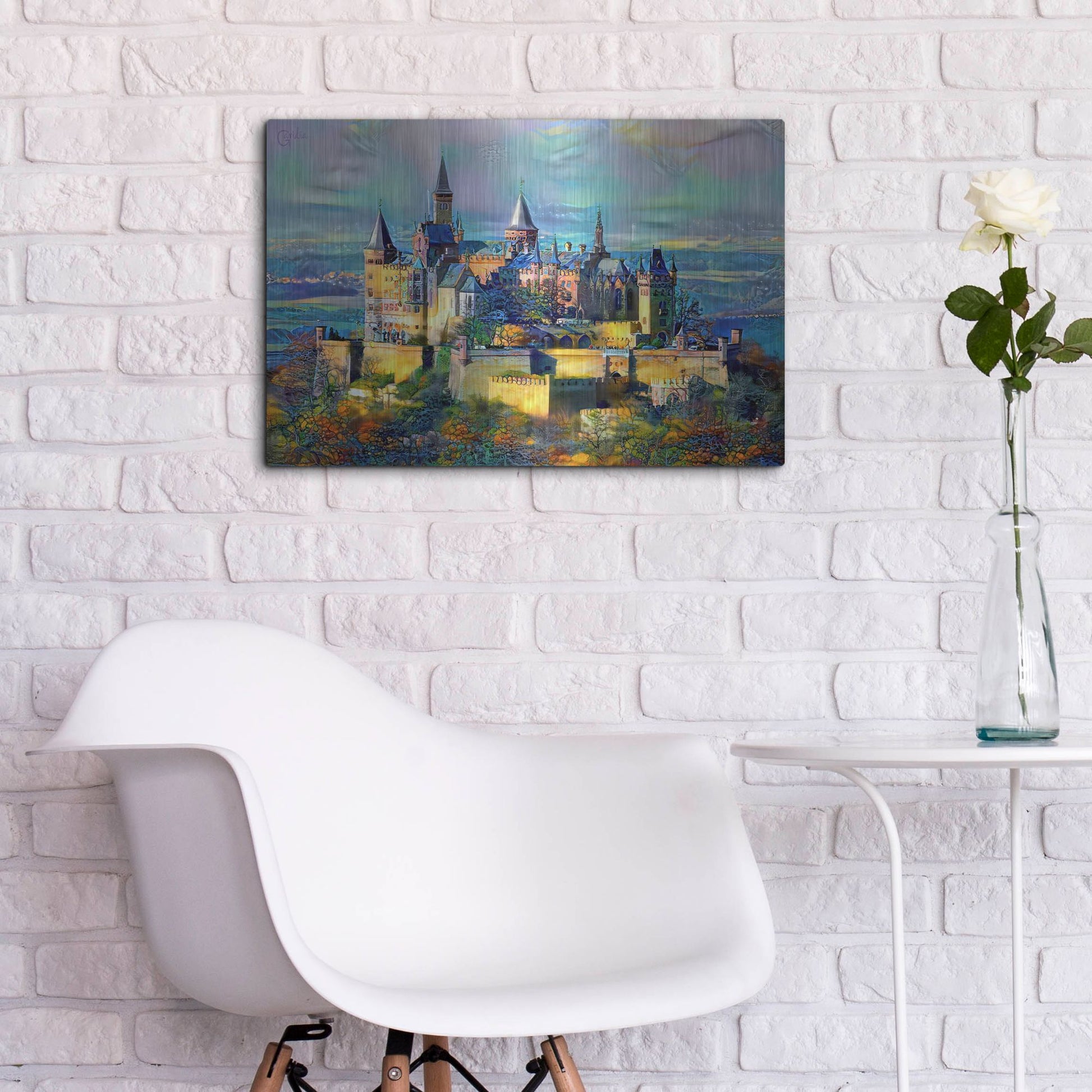 Luxe Metal Art 'Stuttgart Germany Hohenzollern Castle' by Pedro Gavidia, Metal Wall Art,24x16