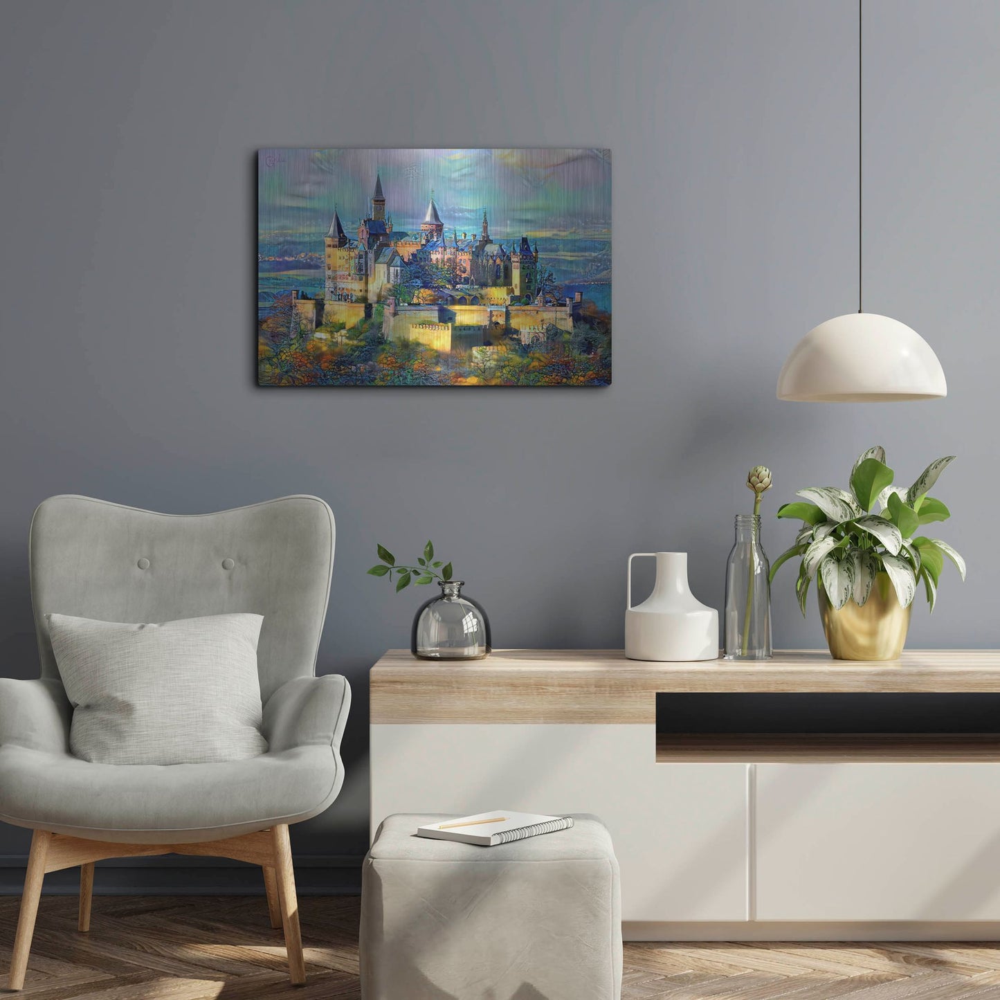 Luxe Metal Art 'Stuttgart Germany Hohenzollern Castle' by Pedro Gavidia, Metal Wall Art,24x16