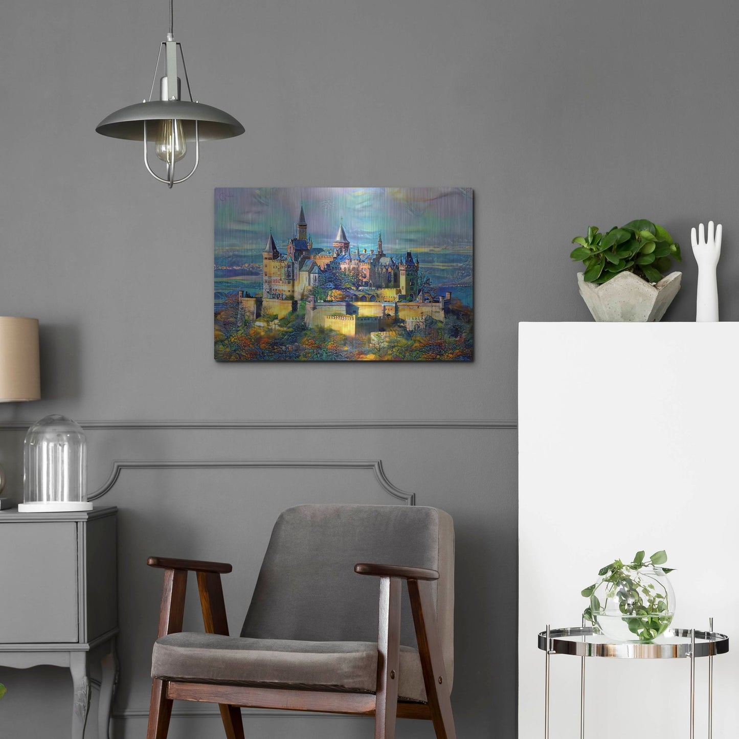 Luxe Metal Art 'Stuttgart Germany Hohenzollern Castle' by Pedro Gavidia, Metal Wall Art,24x16