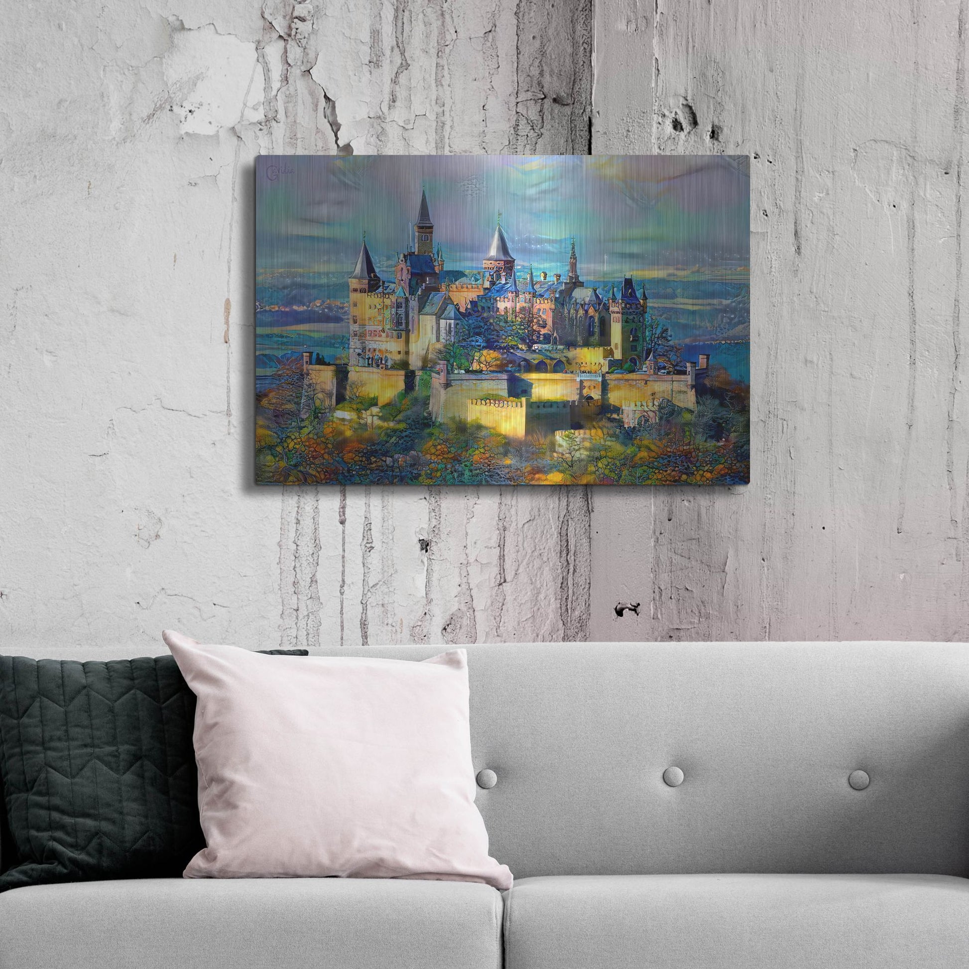 Luxe Metal Art 'Stuttgart Germany Hohenzollern Castle' by Pedro Gavidia, Metal Wall Art,36x24