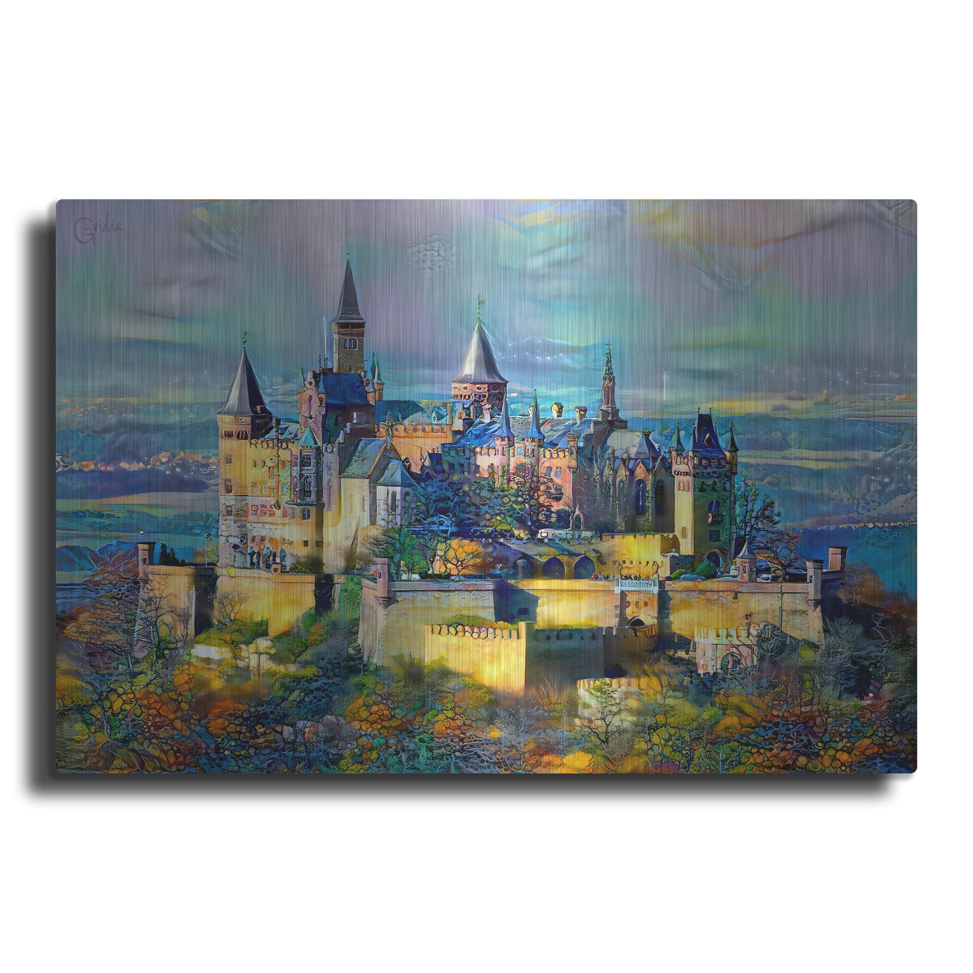 Luxe Metal Art 'Stuttgart Germany Hohenzollern Castle' by Pedro Gavidia, Metal Wall Art
