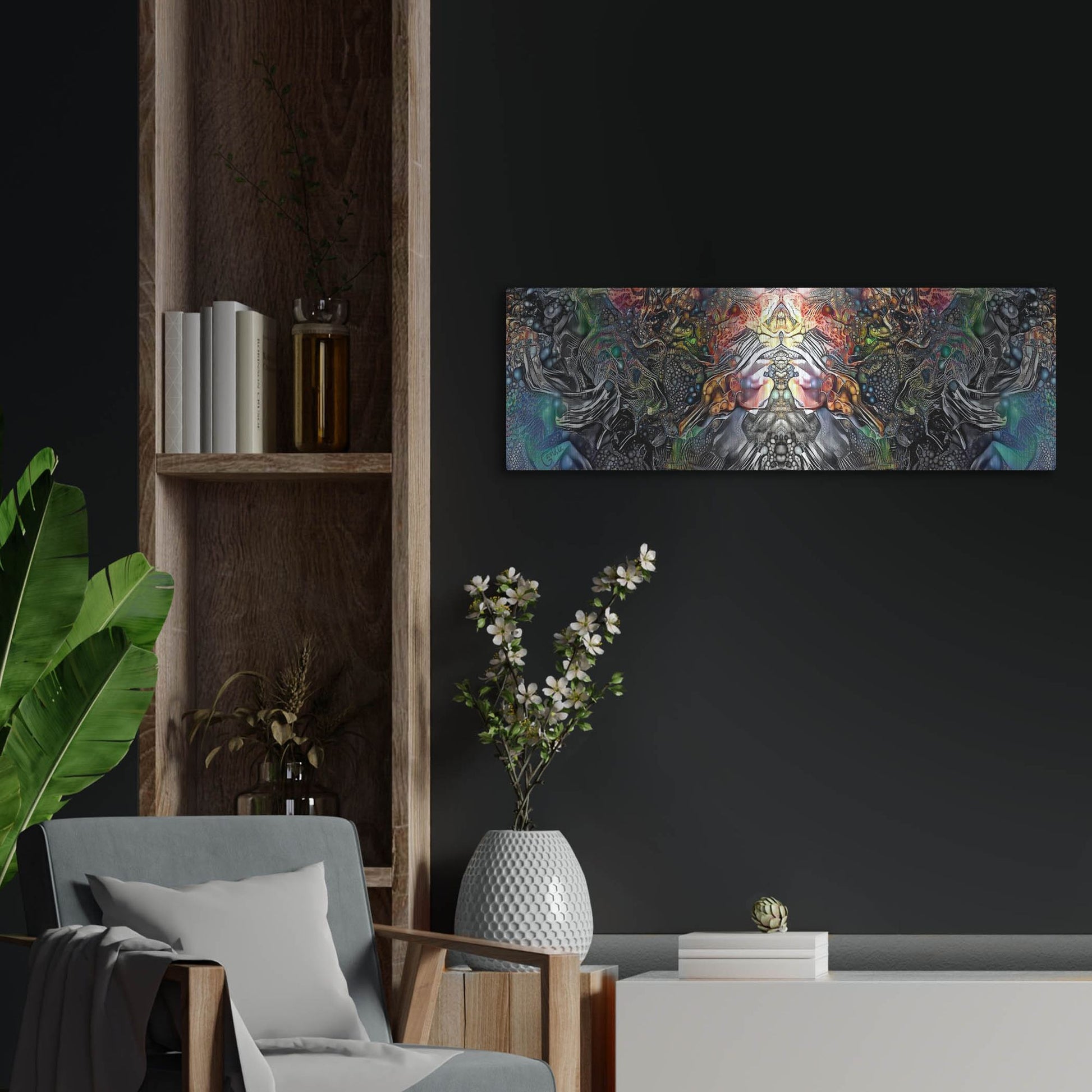 Luxe Metal Art 'The Creation Of Hades' by Pedro Gavidia, Metal Wall Art,36x12