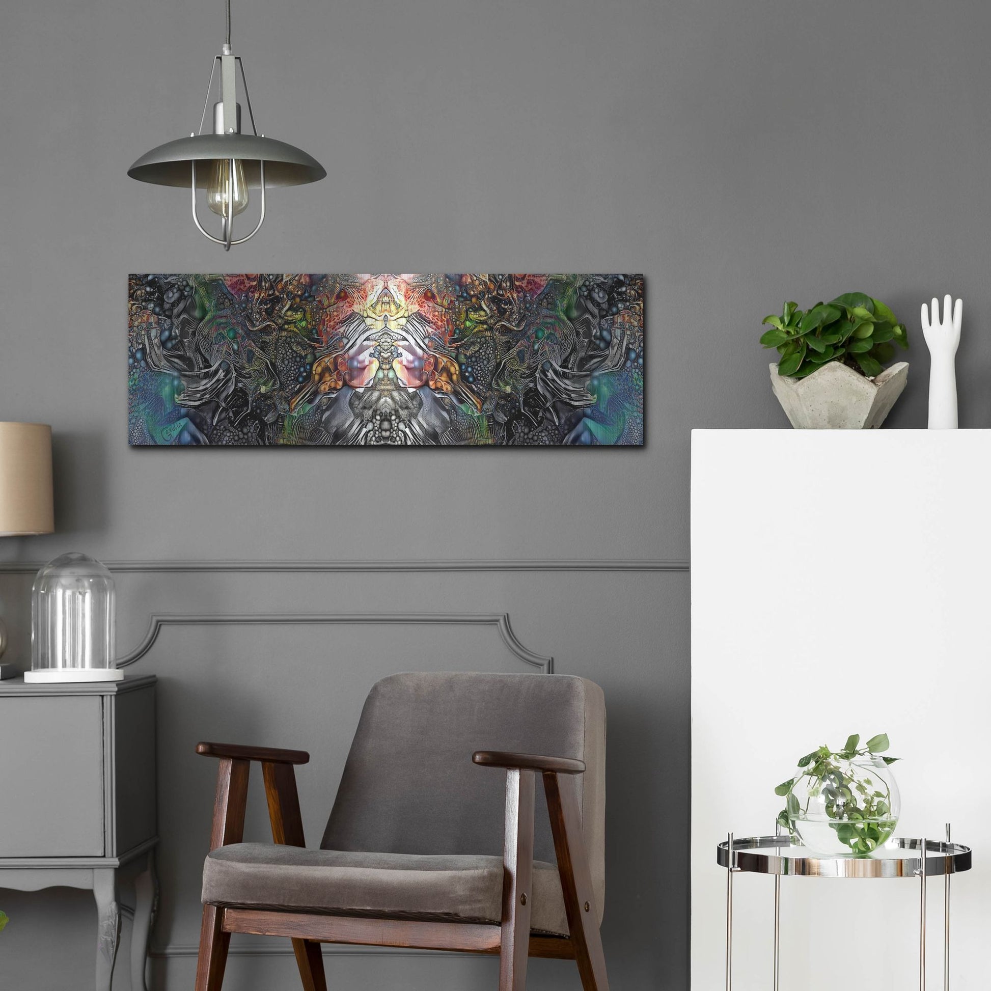 Luxe Metal Art 'The Creation Of Hades' by Pedro Gavidia, Metal Wall Art,36x12