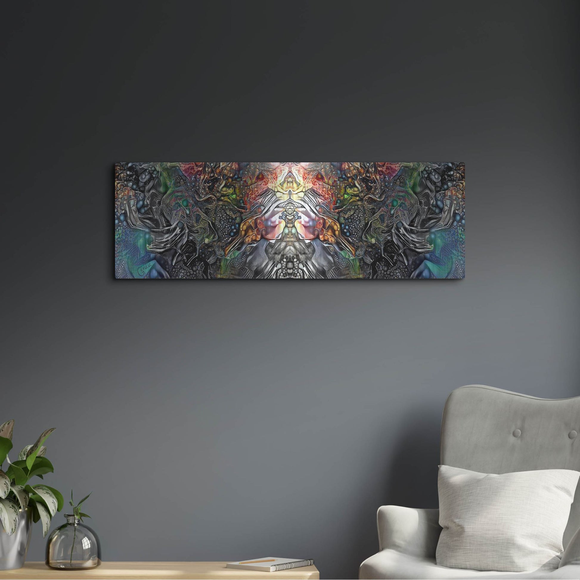 Luxe Metal Art 'The Creation Of Hades' by Pedro Gavidia, Metal Wall Art,36x12