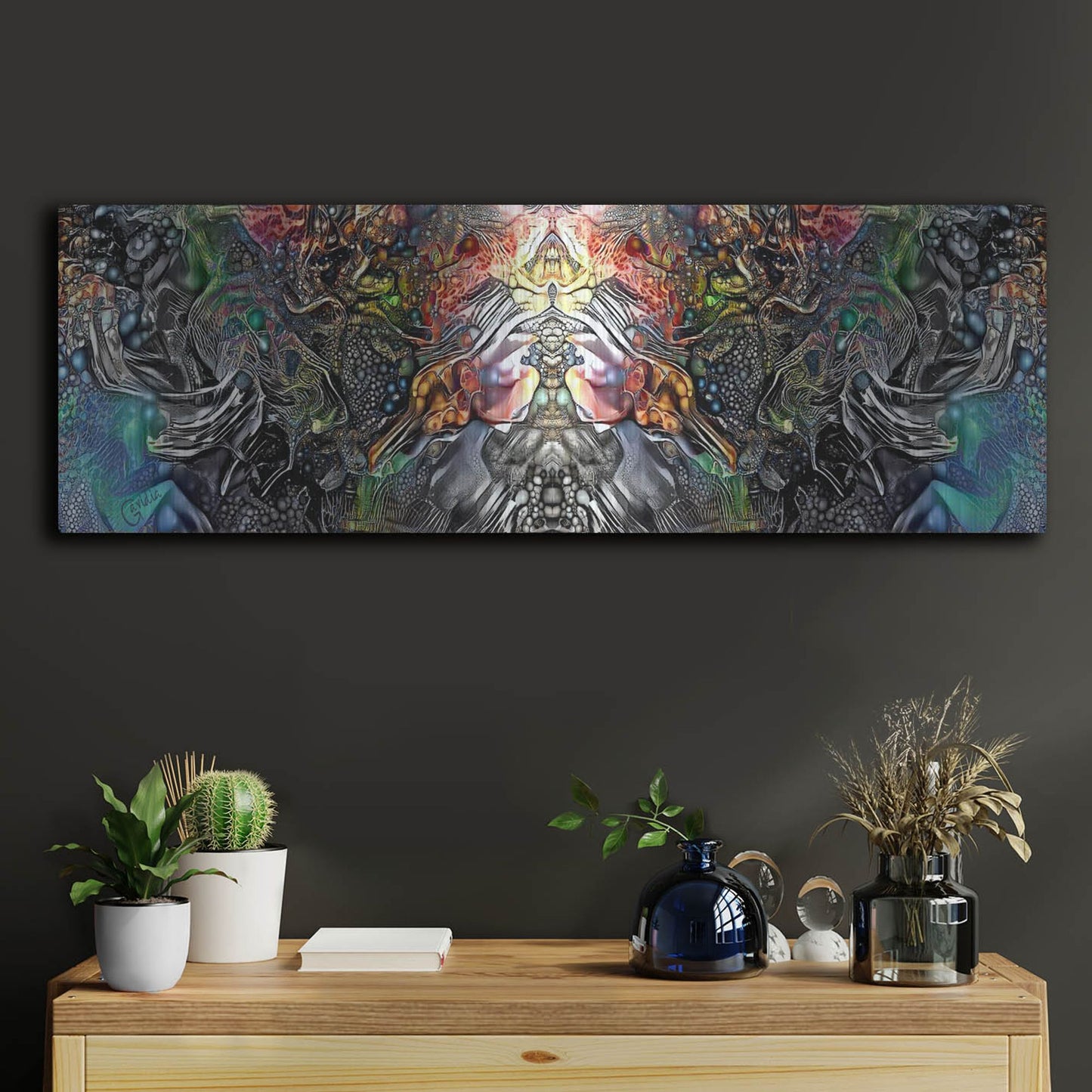 Luxe Metal Art 'The Creation Of Hades' by Pedro Gavidia, Metal Wall Art,36x12