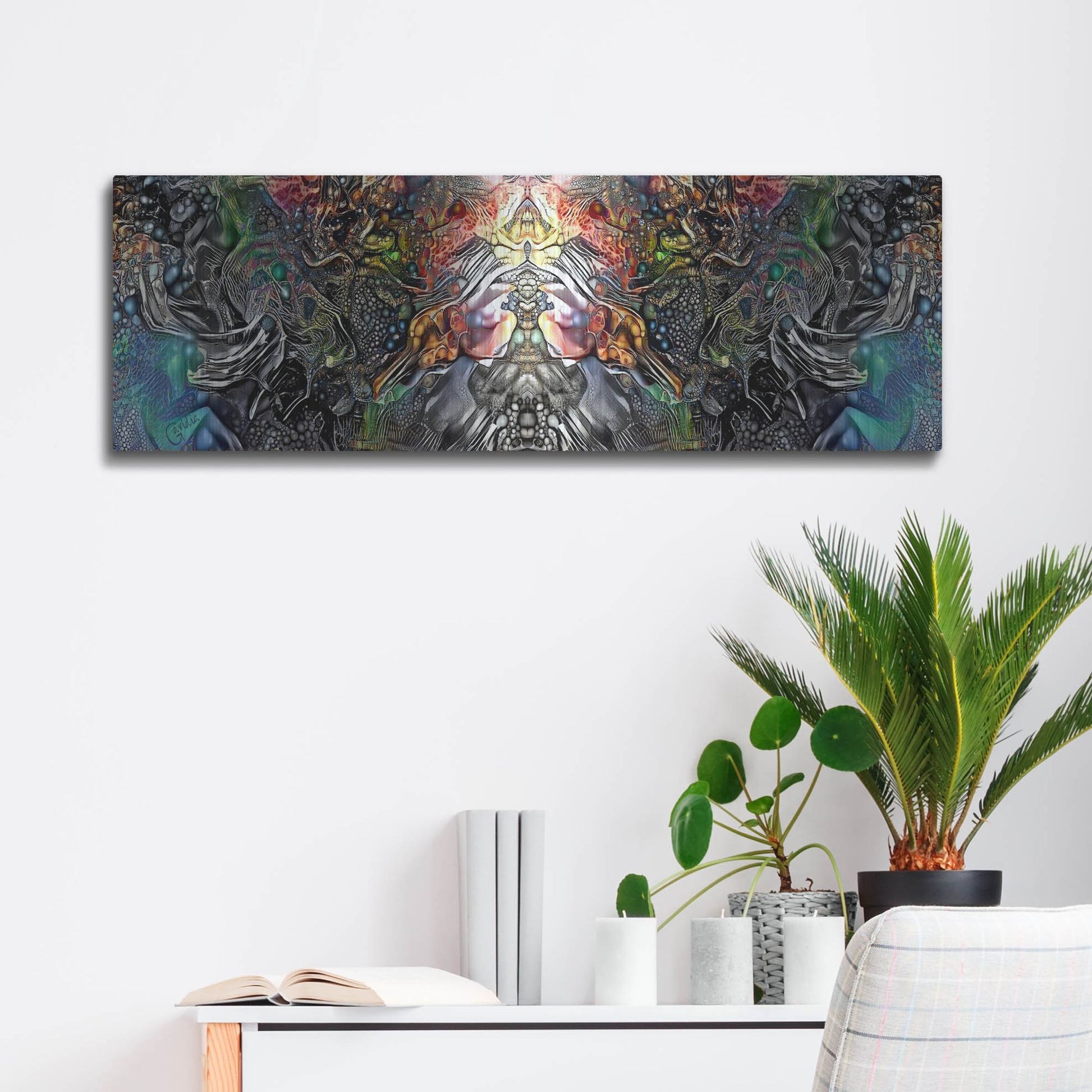 Luxe Metal Art 'The Creation Of Hades' by Pedro Gavidia, Metal Wall Art,36x12