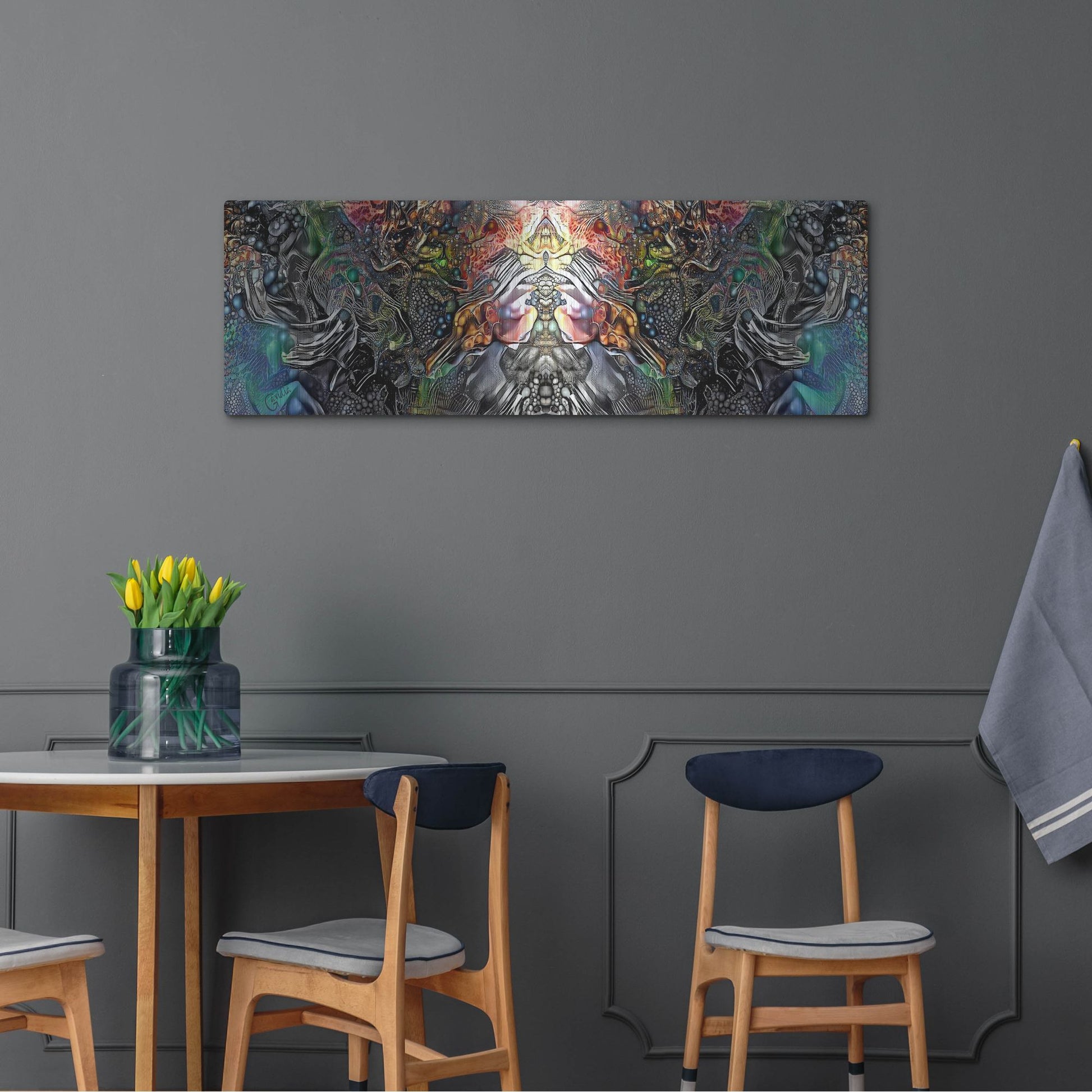 Luxe Metal Art 'The Creation Of Hades' by Pedro Gavidia, Metal Wall Art,48x16