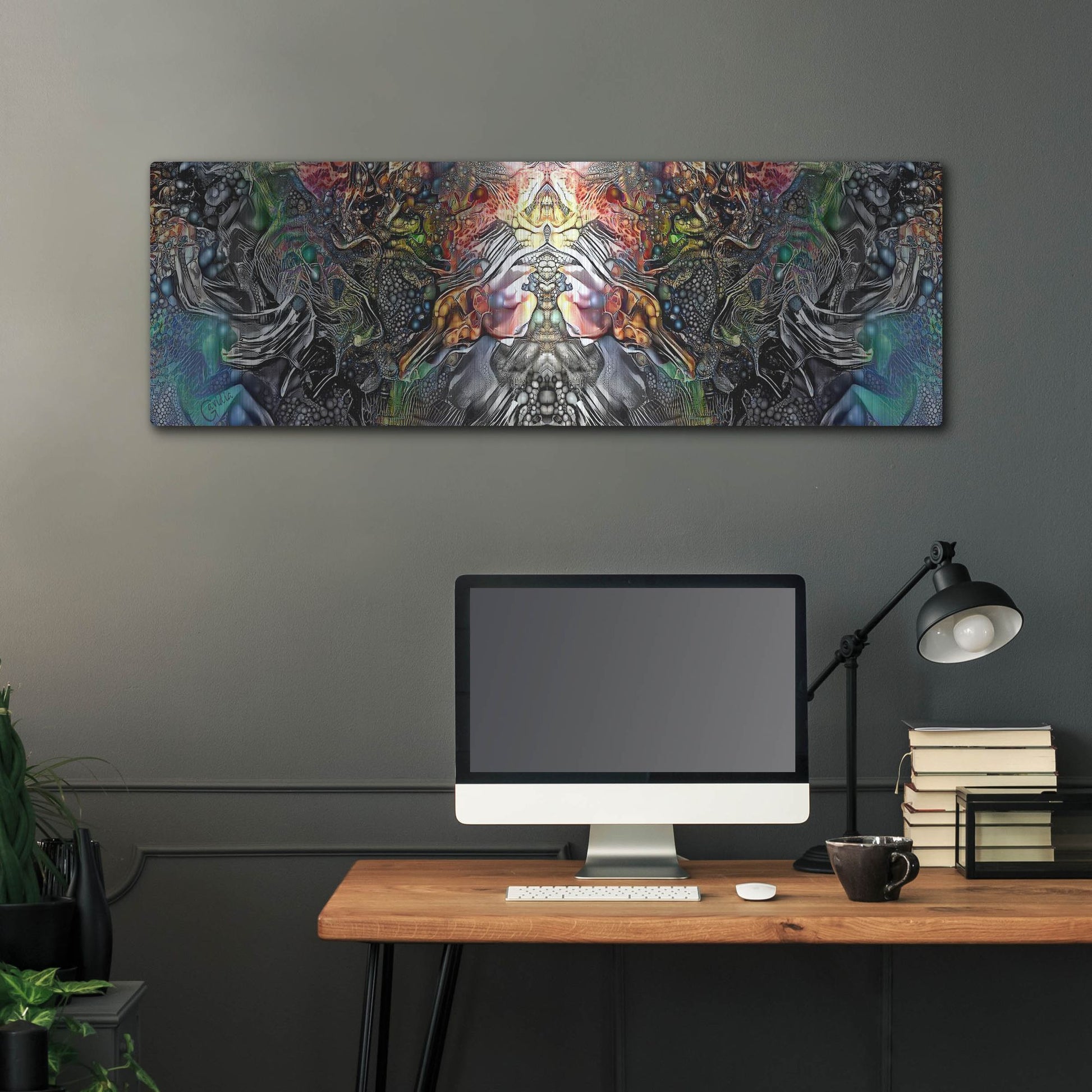 Luxe Metal Art 'The Creation Of Hades' by Pedro Gavidia, Metal Wall Art,48x16