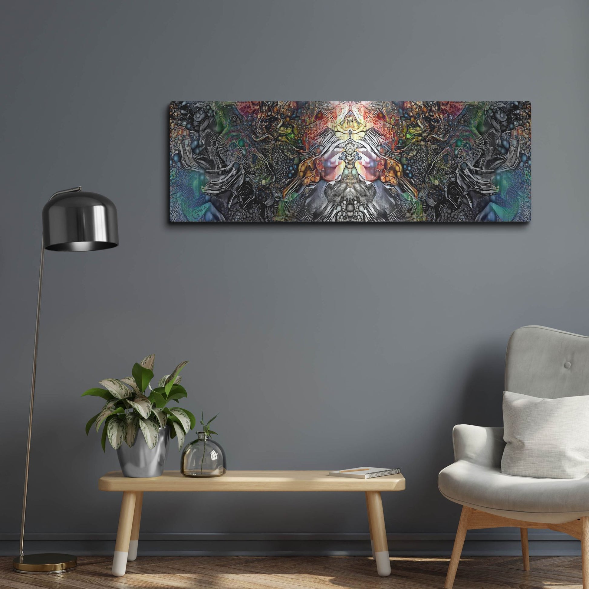 Luxe Metal Art 'The Creation Of Hades' by Pedro Gavidia, Metal Wall Art,48x16