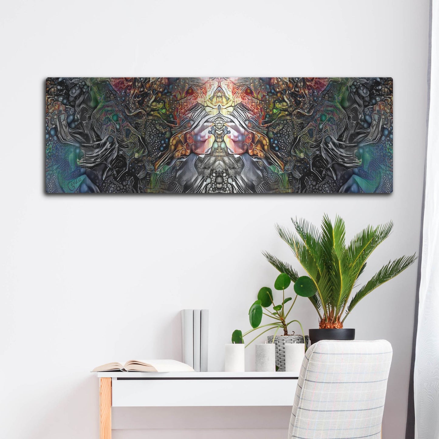 Luxe Metal Art 'The Creation Of Hades' by Pedro Gavidia, Metal Wall Art,48x16