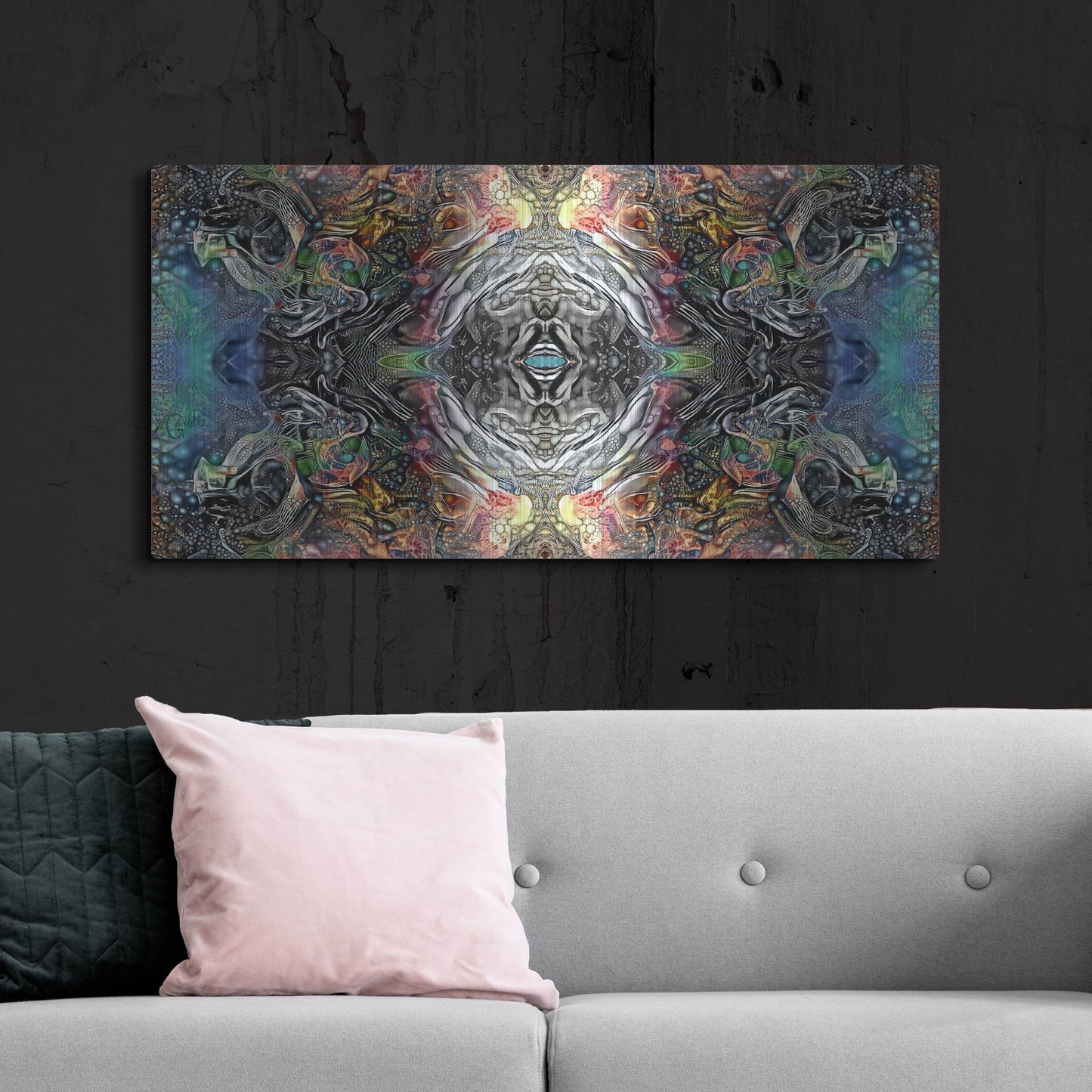 Luxe Metal Art 'The Origin Of The Universe' by Pedro Gavidia, Metal Wall Art,48x24