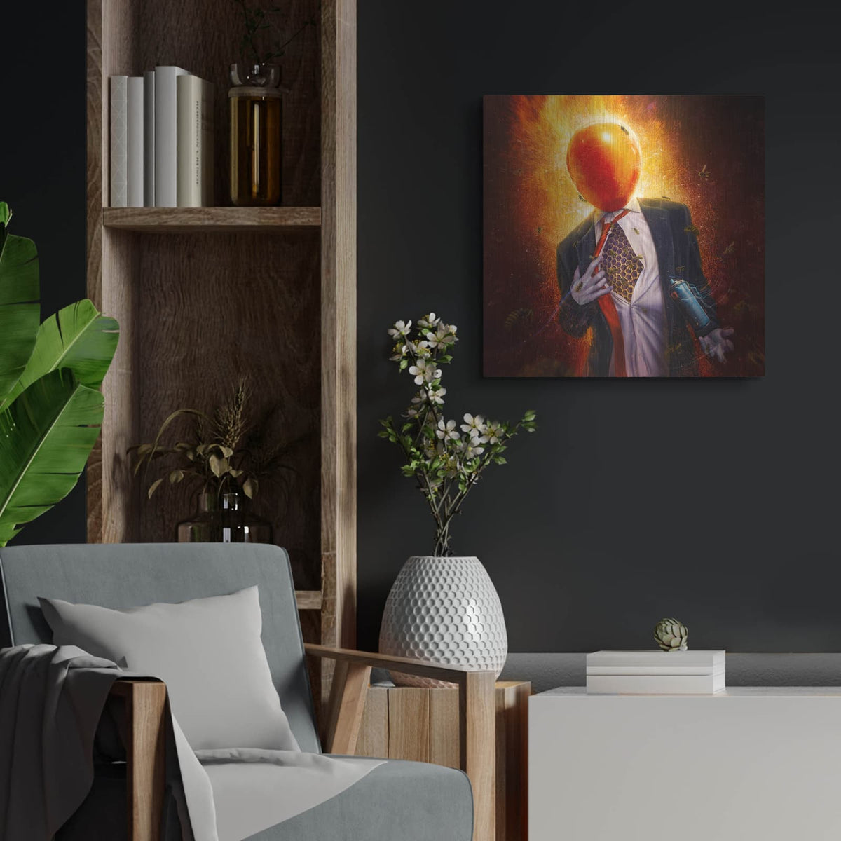 'Anxiety' by Mario Sanchez Nevado – Metal Wall Art, 24x24 room view