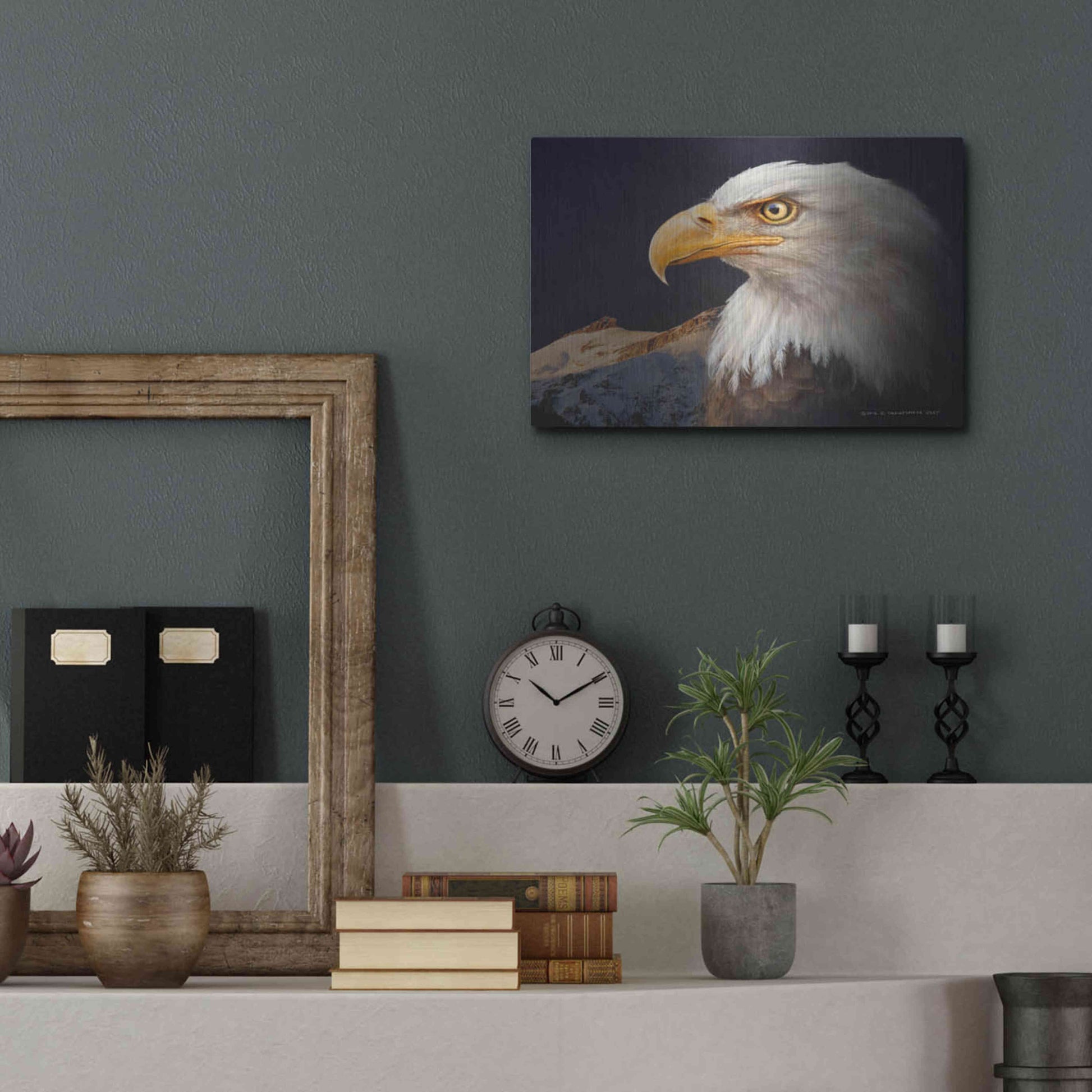 Luxe Metal Art 'Bald Eagle Study' by Chris Vest, Metal Wall Art,16x12