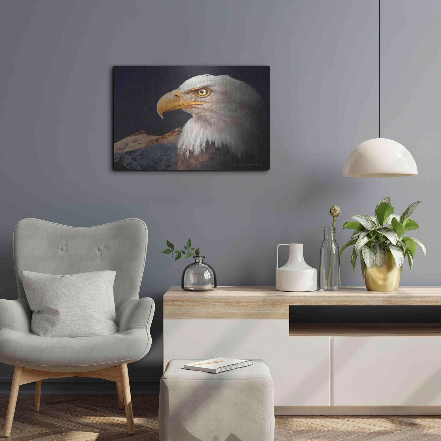 Luxe Metal Art 'Bald Eagle Study' by Chris Vest, Metal Wall Art,24x16