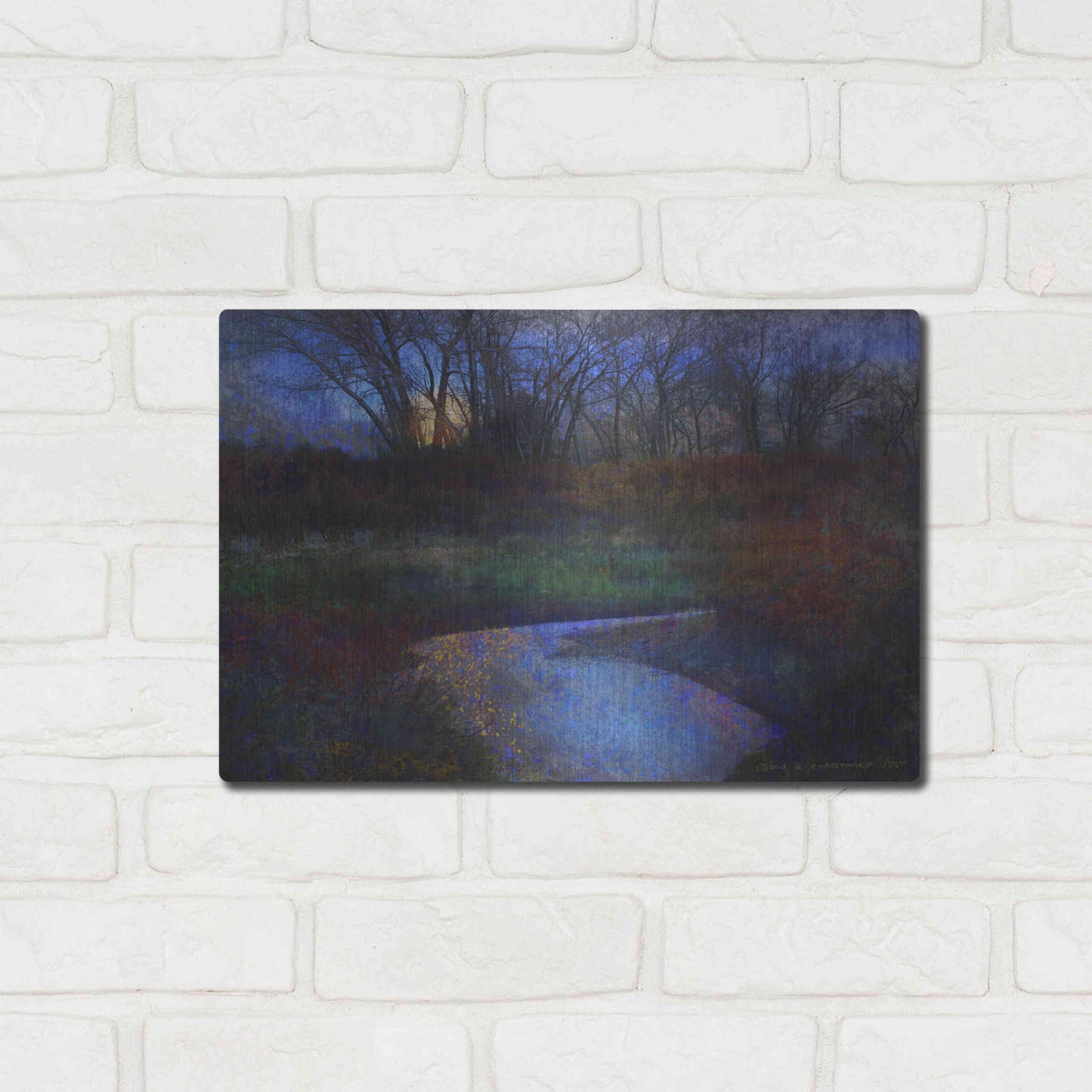 Luxe Metal Art 'Moonlit Stream' by Chris Vest, Metal Wall Art,16x12