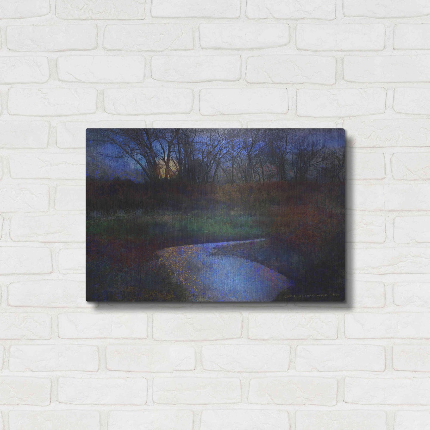 Luxe Metal Art 'Moonlit Stream' by Chris Vest, Metal Wall Art,24x16