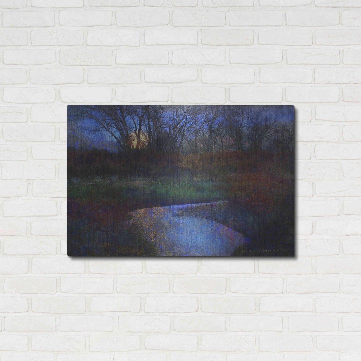 Luxe Metal Art 'Moonlit Stream' by Chris Vest, Metal Wall Art,36x24