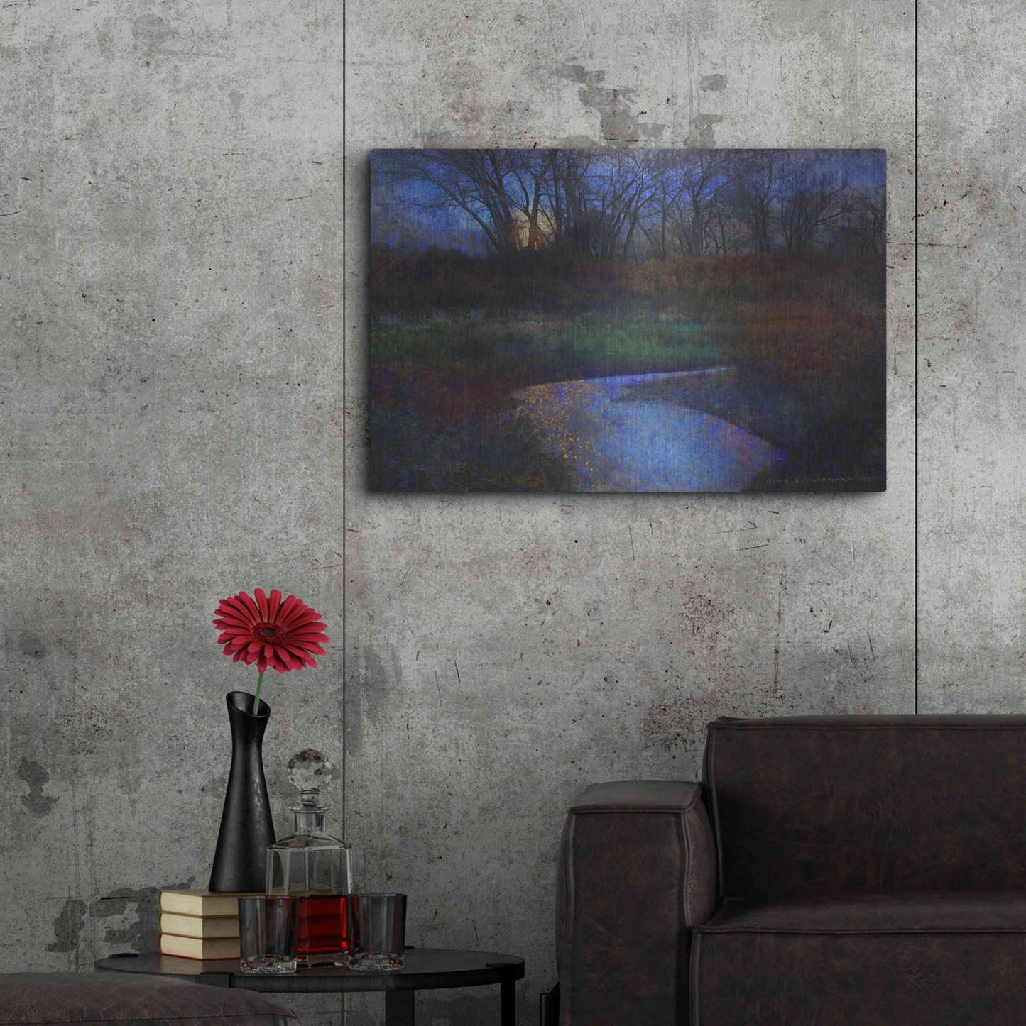 Luxe Metal Art 'Moonlit Stream' by Chris Vest, Metal Wall Art,36x24