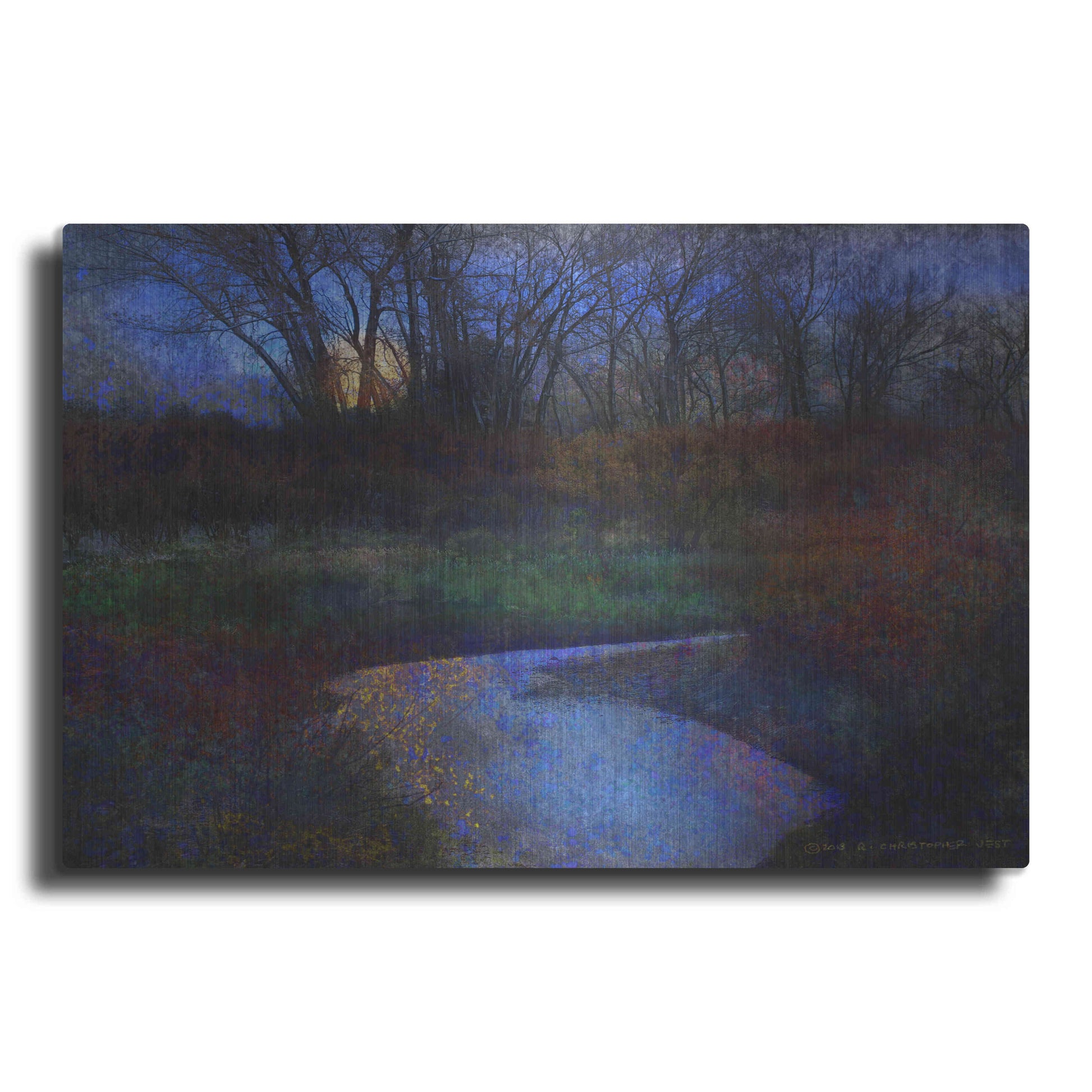 Luxe Metal Art 'Moonlit Stream' by Chris Vest, Metal Wall Art