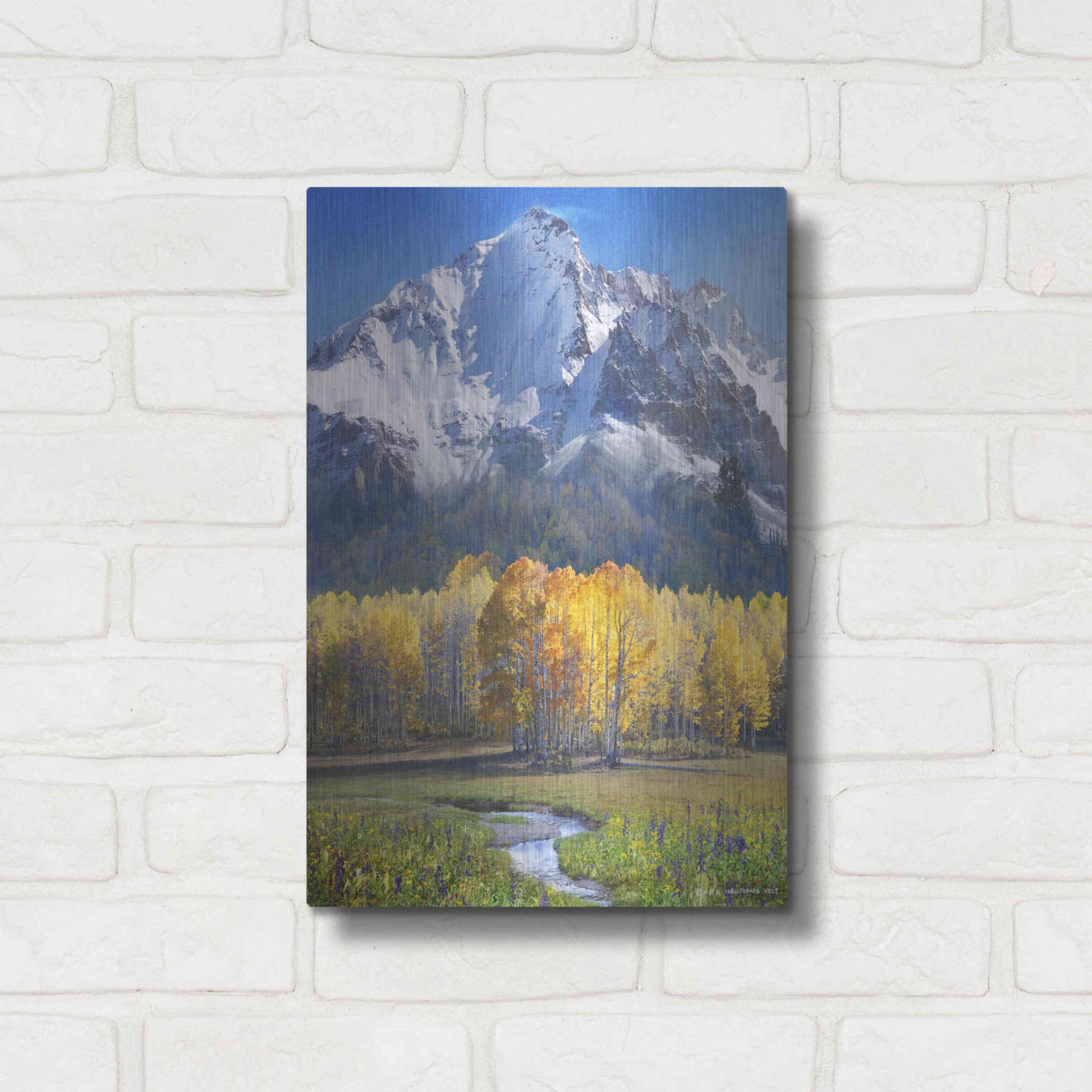 Luxe Metal Art 'Idyllic Mountain' by Chris Vest, Metal Wall Art,12x16