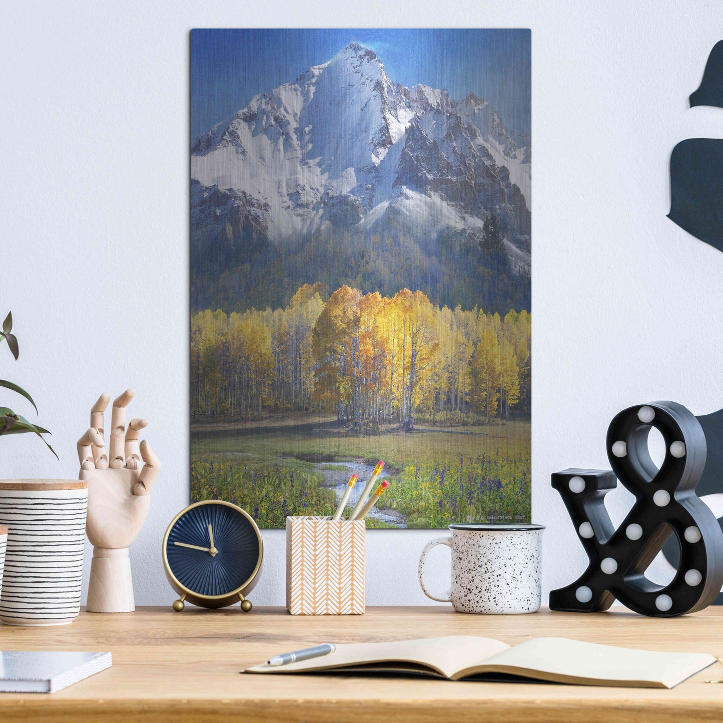 Luxe Metal Art 'Idyllic Mountain' by Chris Vest, Metal Wall Art,12x16