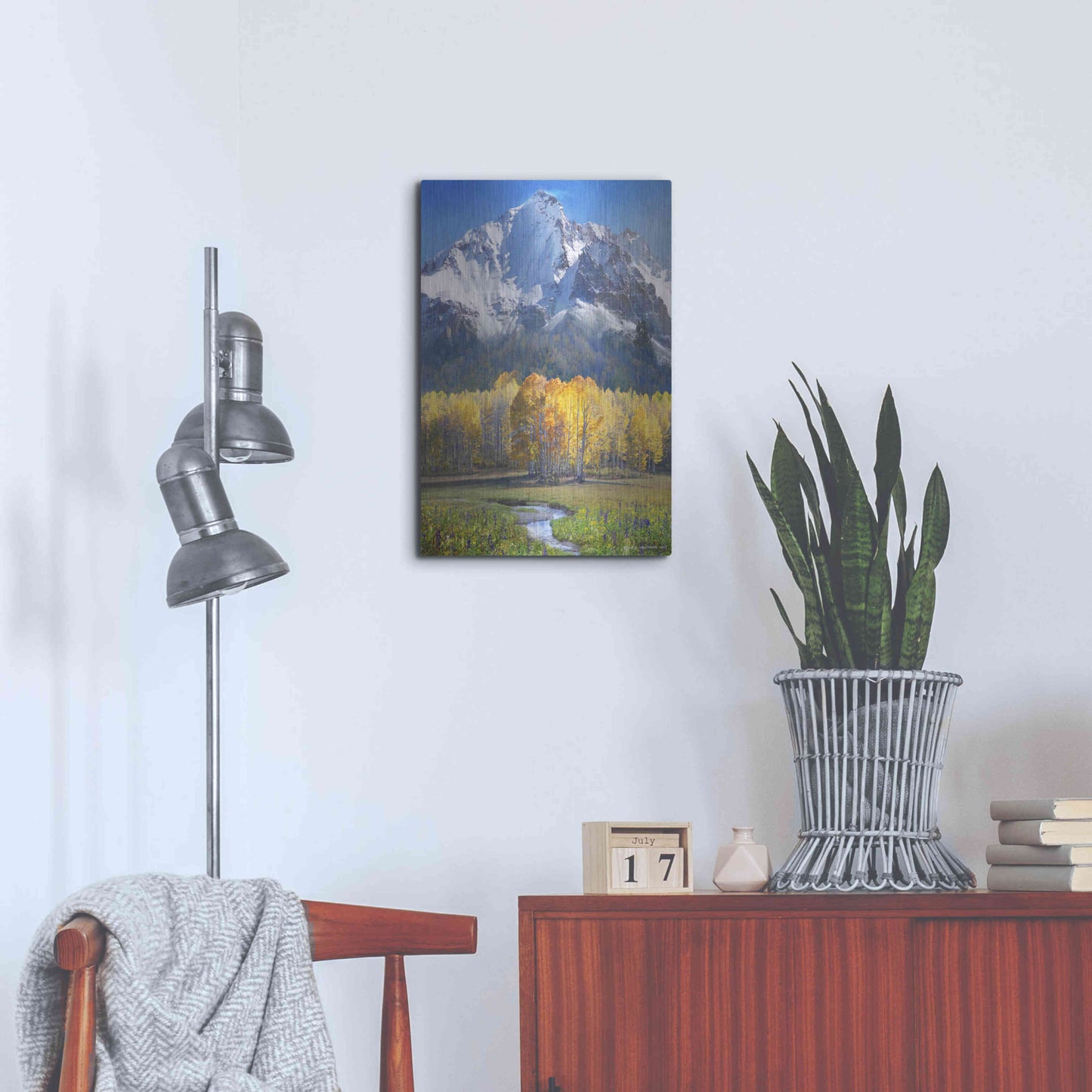 Luxe Metal Art 'Idyllic Mountain' by Chris Vest, Metal Wall Art,16x24