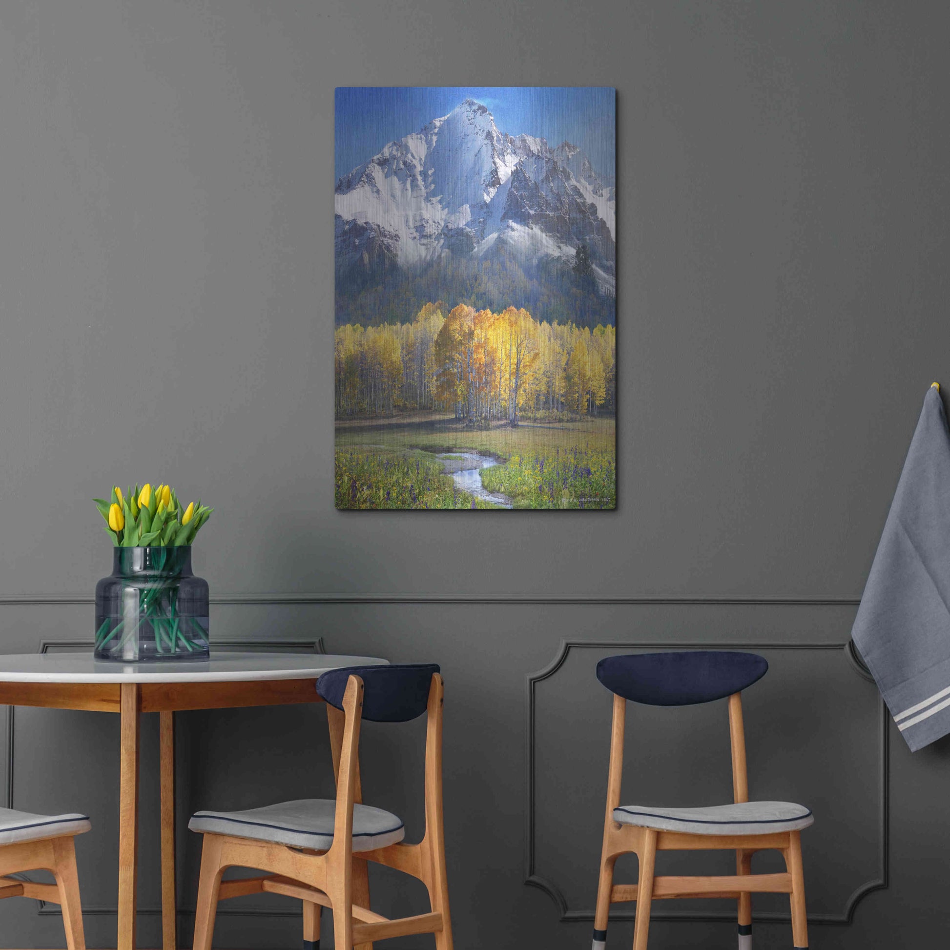 Luxe Metal Art 'Idyllic Mountain' by Chris Vest, Metal Wall Art,24x36