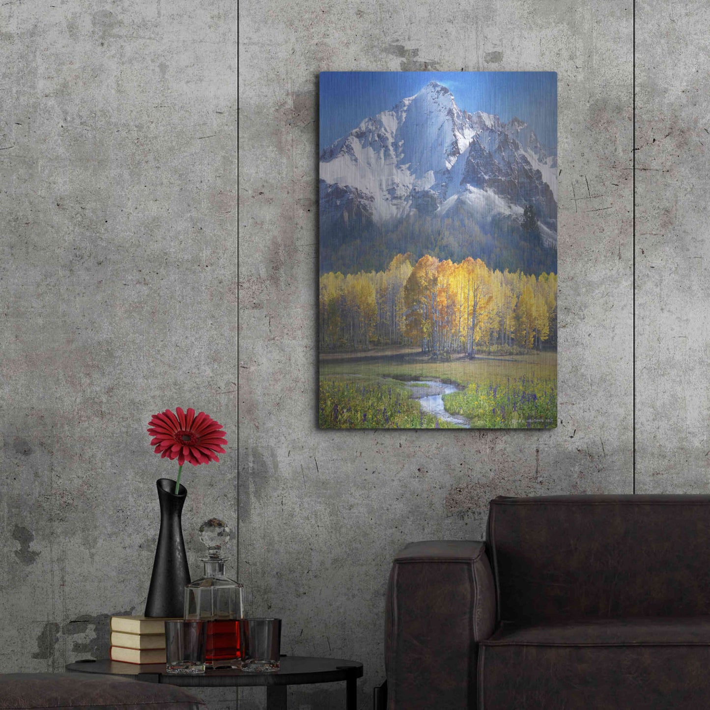 Luxe Metal Art 'Idyllic Mountain' by Chris Vest, Metal Wall Art,24x36