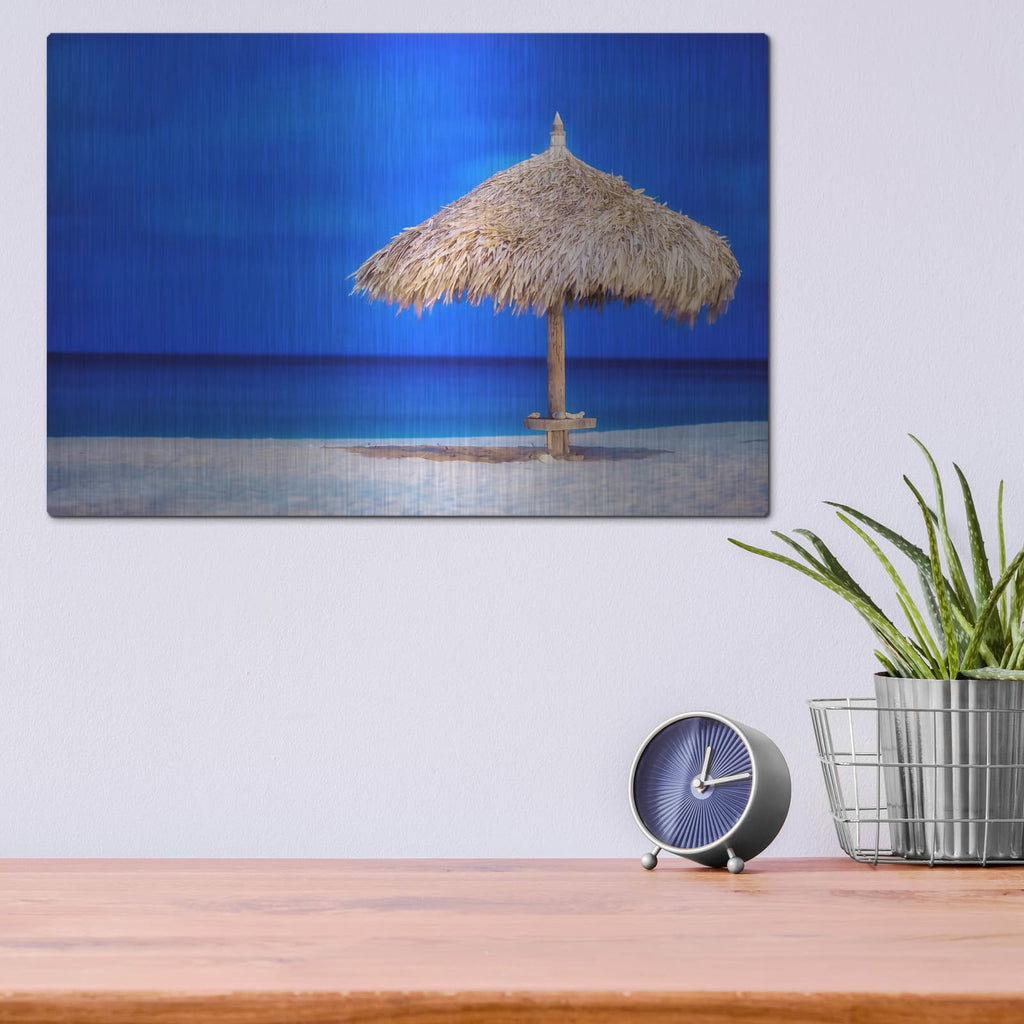Luxe Metal Art 'Aruba Beach Umbrella' by Mark A Paulda, Metal Wall Art,16x12