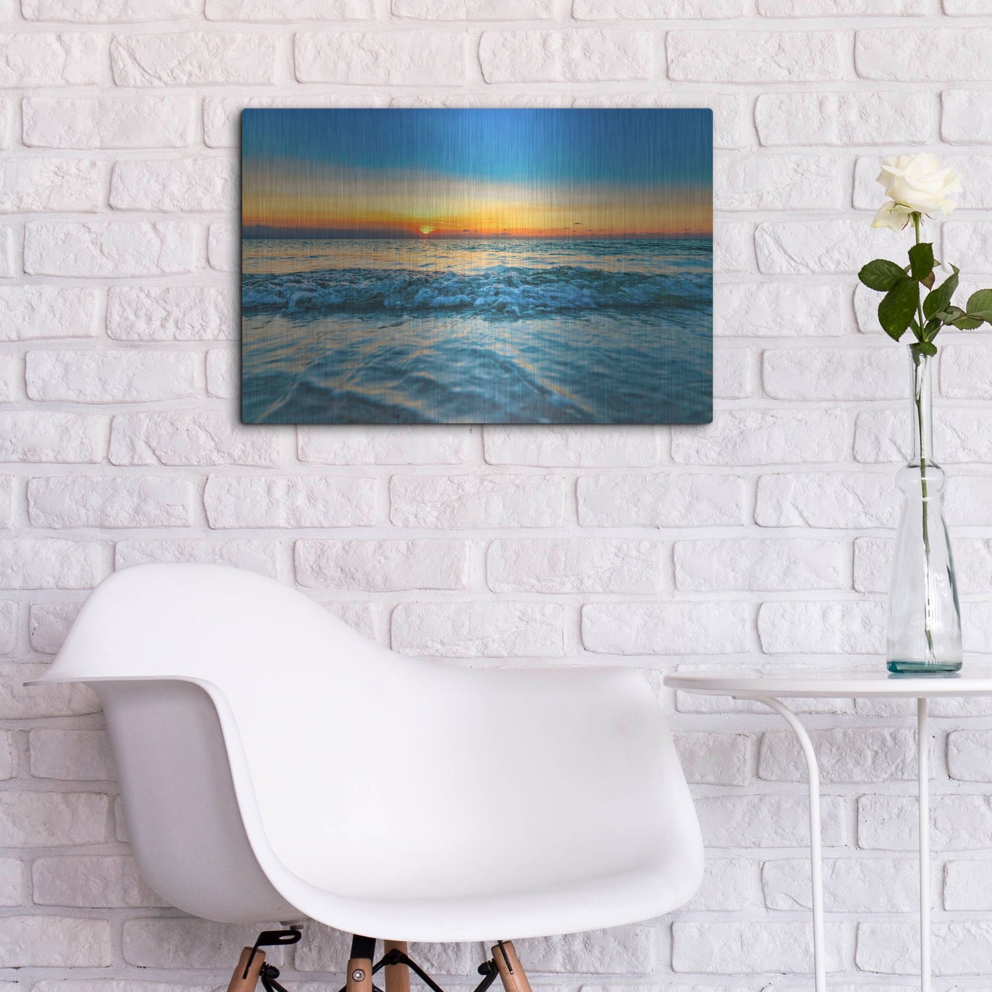 Luxe Metal Art 'Calm Aruba Blue' by Mark A Paulda, Metal Wall Art,24x16